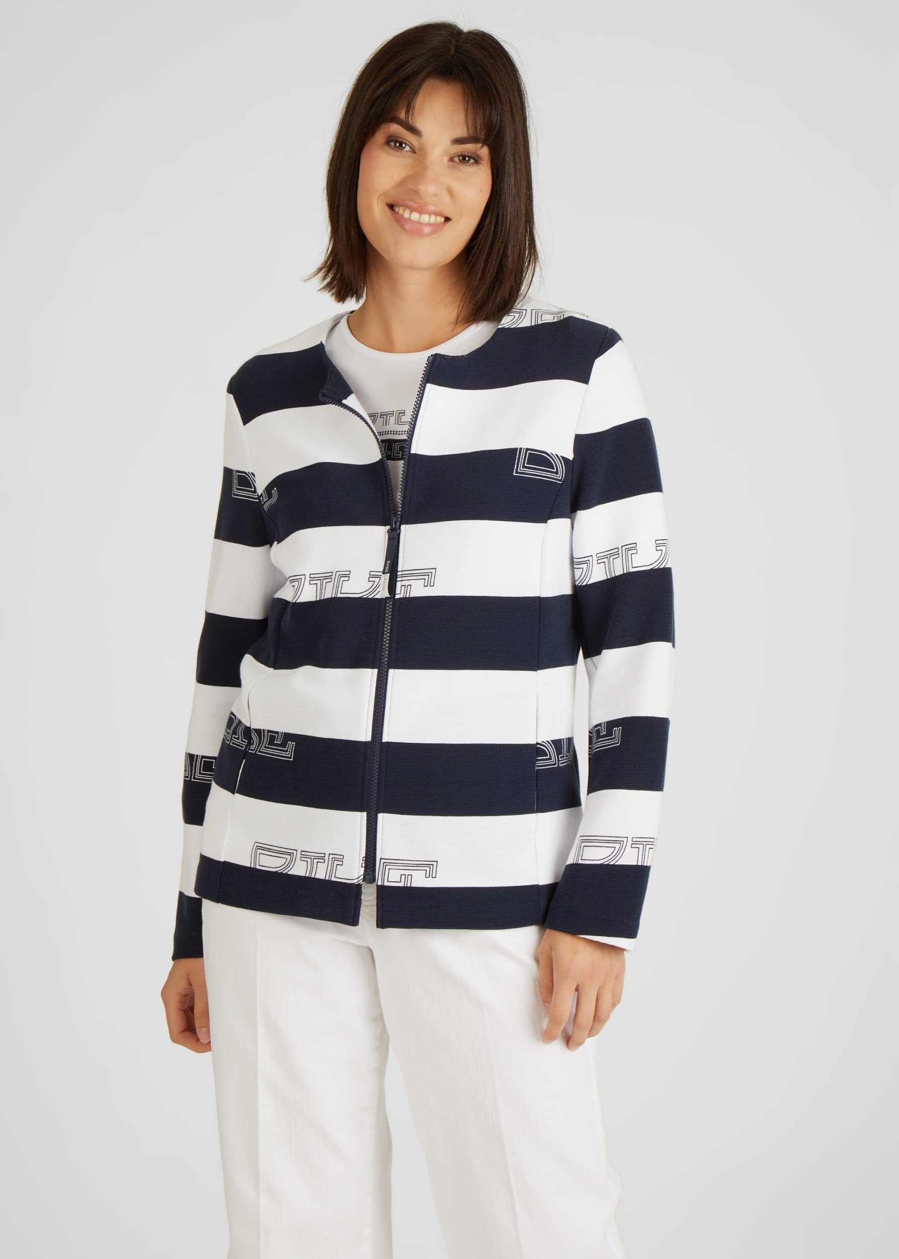 Rabe Selection Twinset mit Streifen-Jacke in Blau, Größe 46