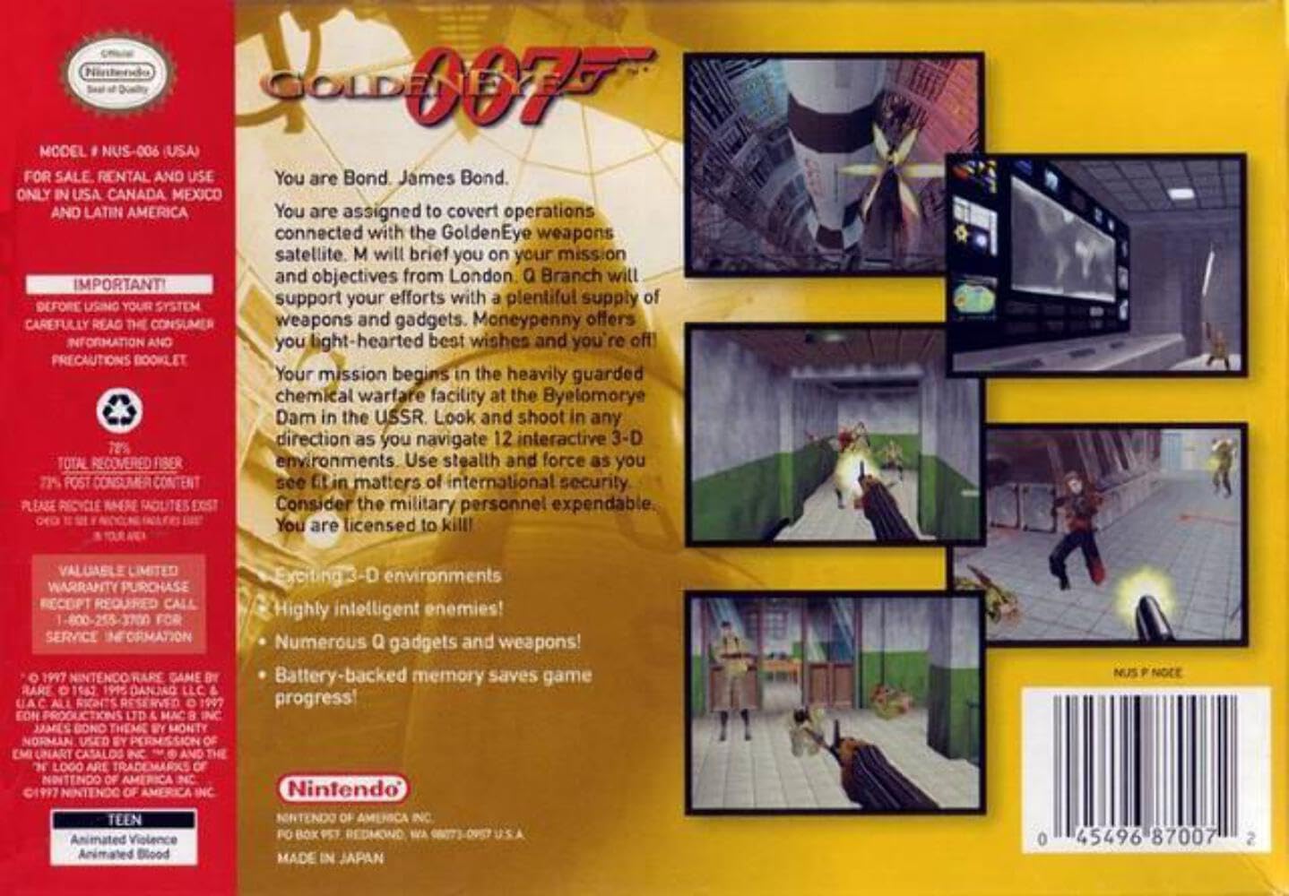 Golden Eye 007 - Nintendo 64: Nintendo 64: Video Games - Amazon.ca