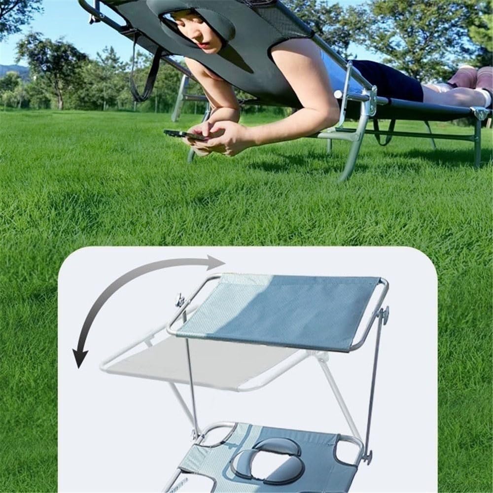 Lit de Camp Pliable Lit Pliant d'extérieur, Chaise Longue, Plage Couverte Lit Pliable(Bruin)