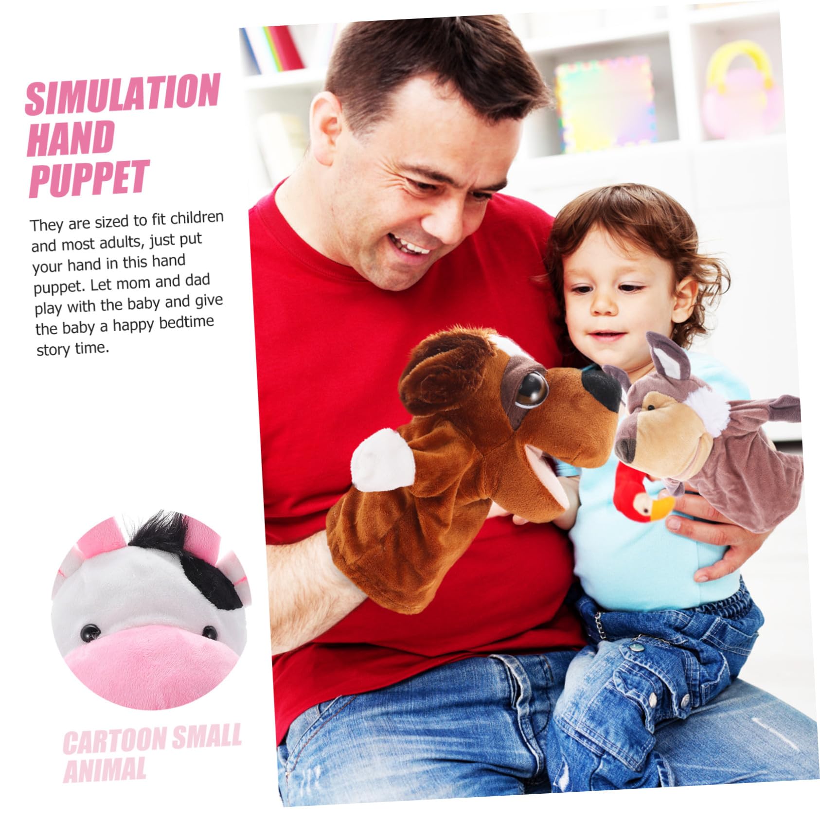 Marionetas de Mano de Juguete 5 Piezas Animales Boca Móvil | Pp Algodón y Felpa Corta, para Cuentos y Role Play, Uso en Bebés y Niños