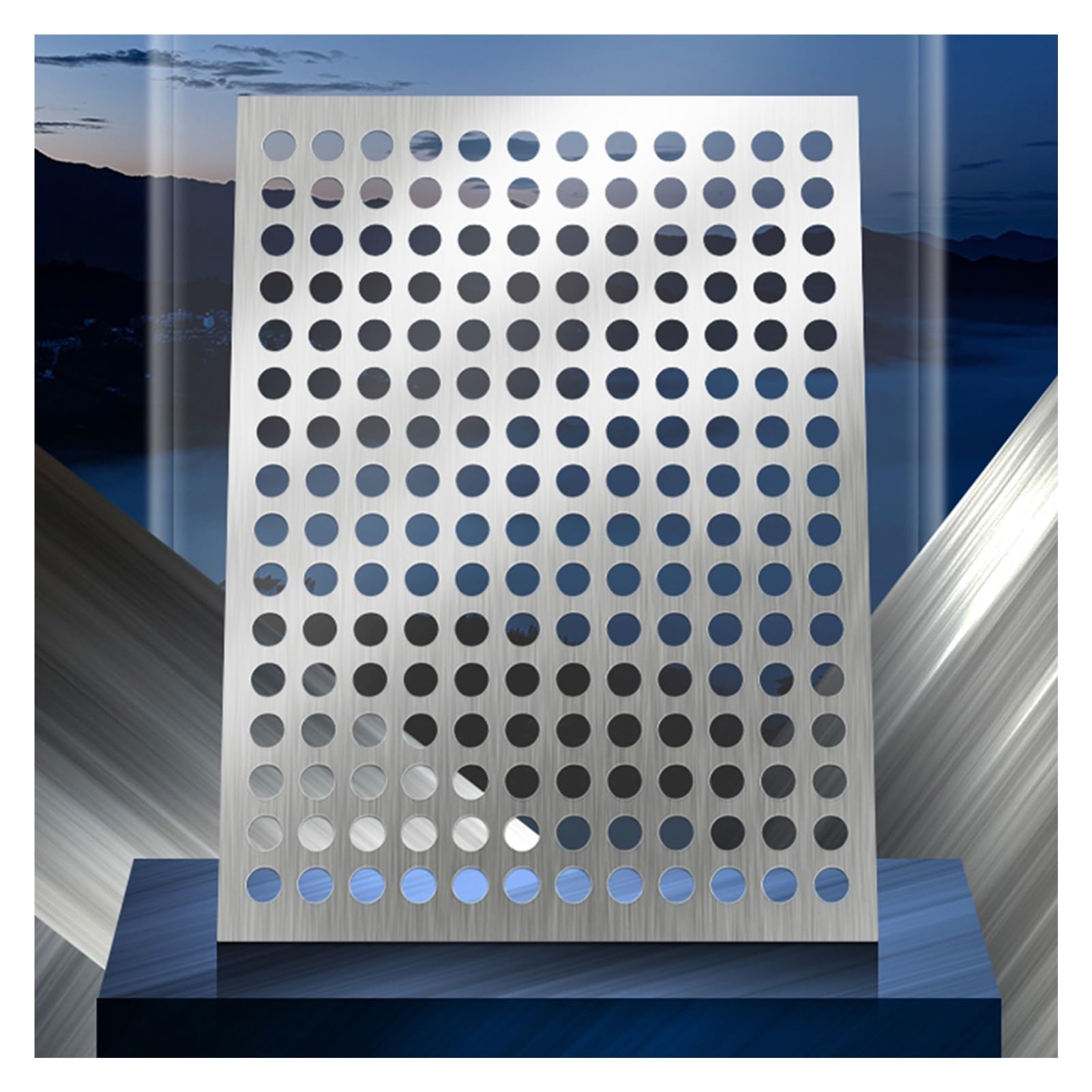 Tôle Perforée en Acier Inoxydable 0.02" D'épaisseur, Balcon Clôture de Sécurité Outil de Bricolage Panneau Métallique Mural(38x100cm)