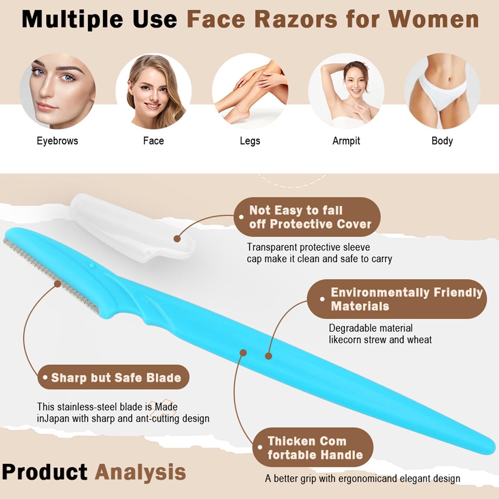 Trimmer de cejas para mujer, cortador de cejas – Frente a la precisión de las cejas Shaper – Herramienta de dermaplaning portátil, herramienta de afeitado manual para el hogar, viajes y viajes