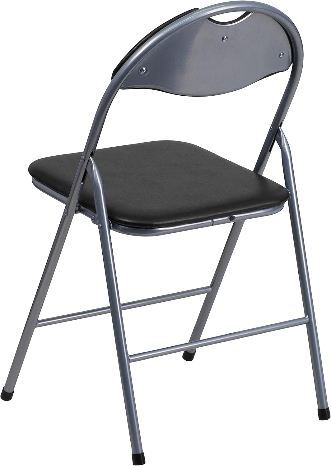 EMMA + OLIVER 2 Pack Black Vinyl Metal Folding Chair with Carrying Handle