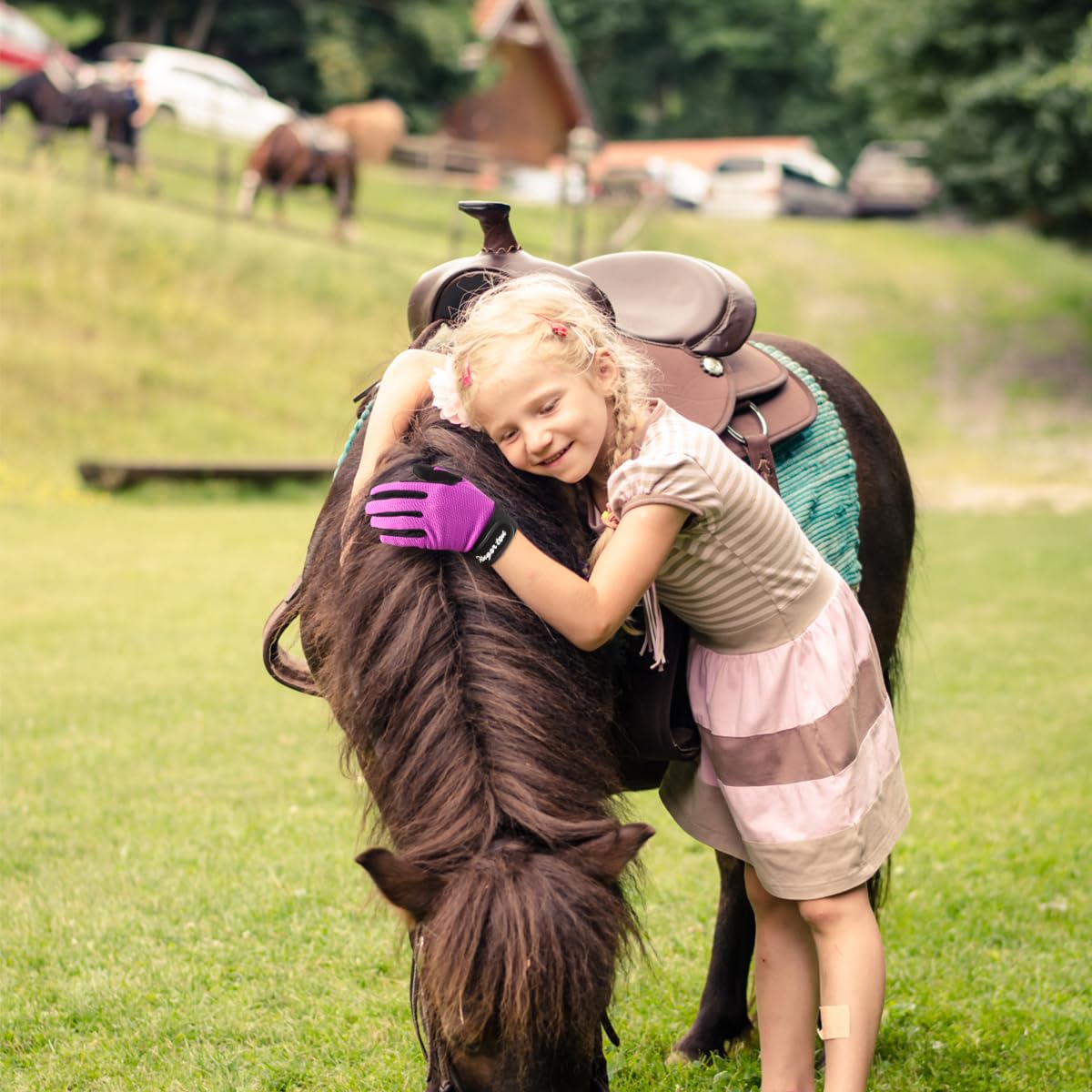 Gants d'équitation pour enfants - Antidérapants - Adhérence parfaite - Gants d'équitation pour garçons et filles - Respirants - Extensibles - Absorbants de la sueur - Pour toutes les saisons - Pour le cyclisme, le sport, l'école, l'équitation, le jardinag