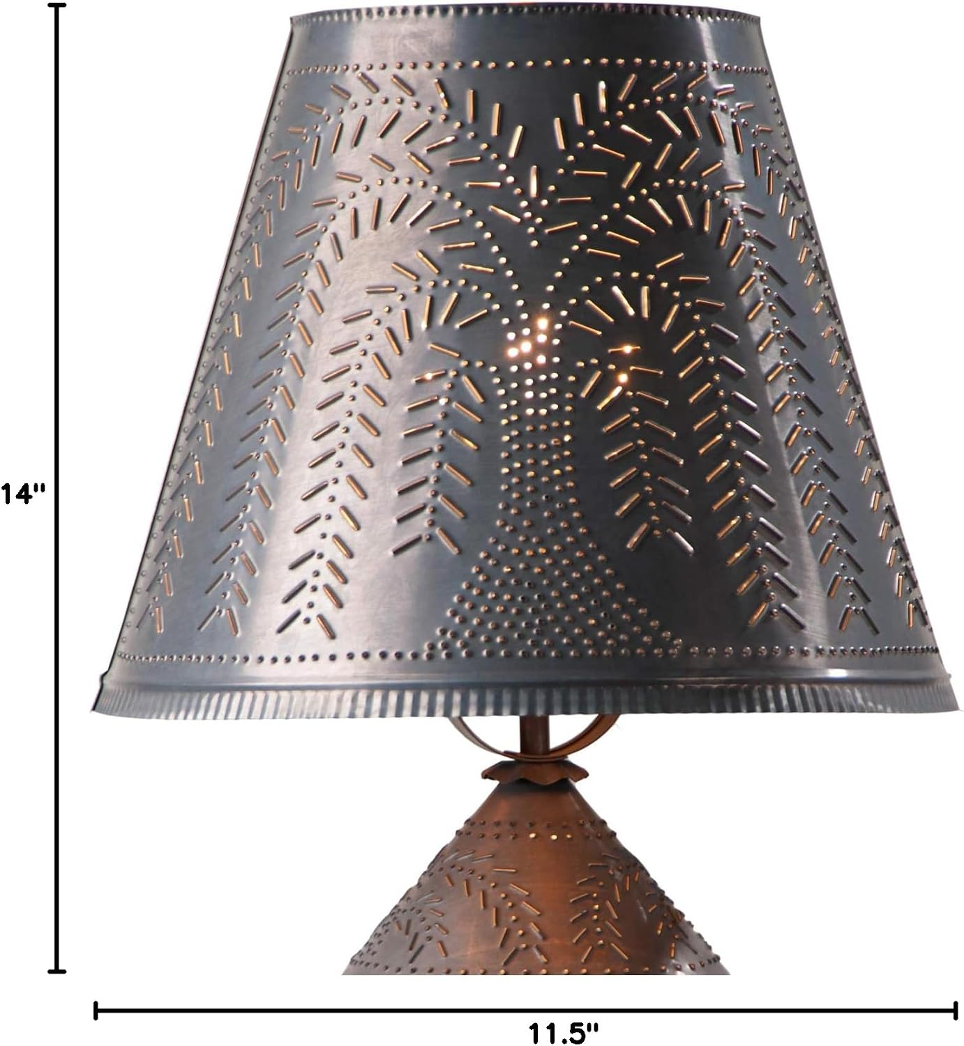 Irvins Tinware 14-Inch Fireside Lamp Shade with Punched Tin Willow Design in Kettle Black