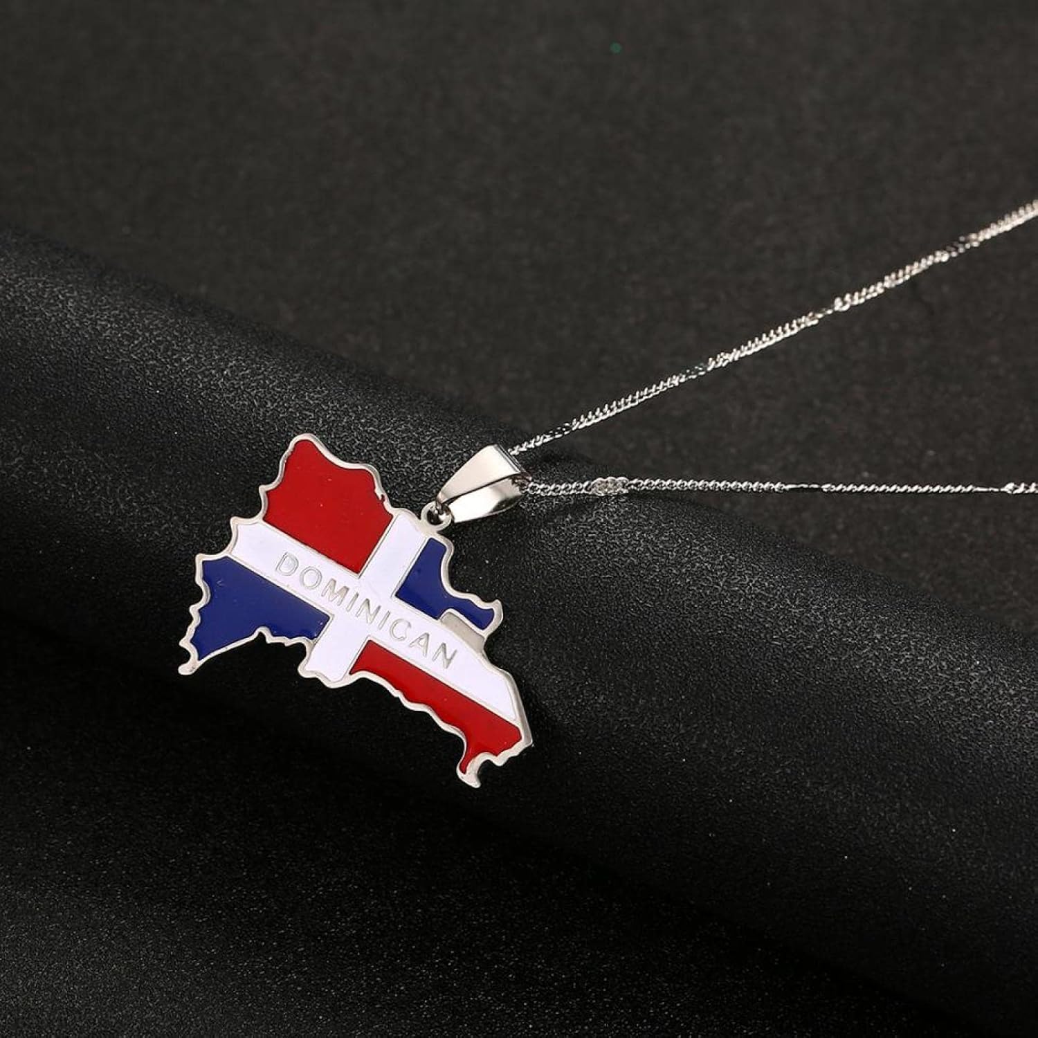 Collana con ciondolo mappa della repubblica dominicana collana con