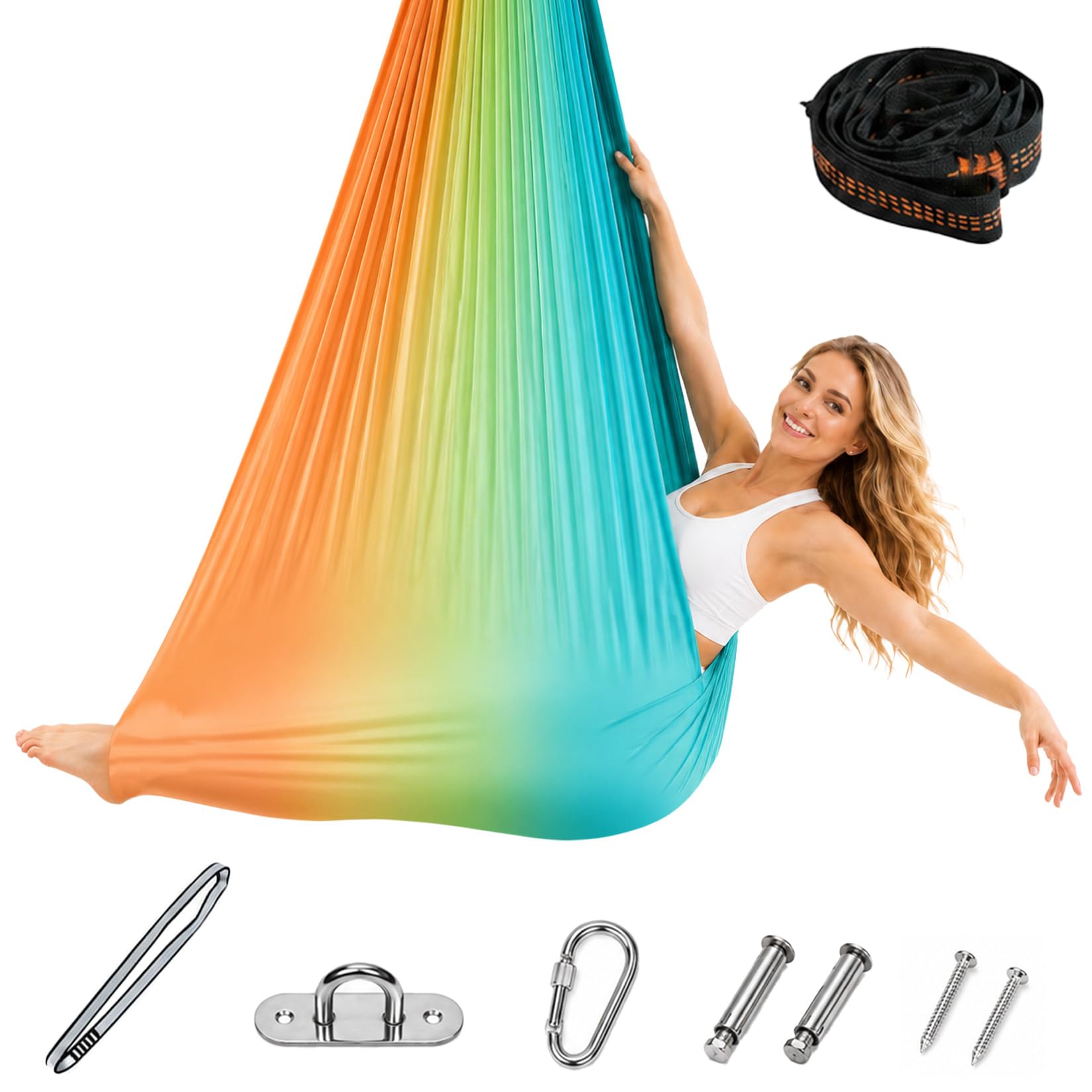 Aerial - Set di amaca da yoga, 200 kg, portata massima con raccordi