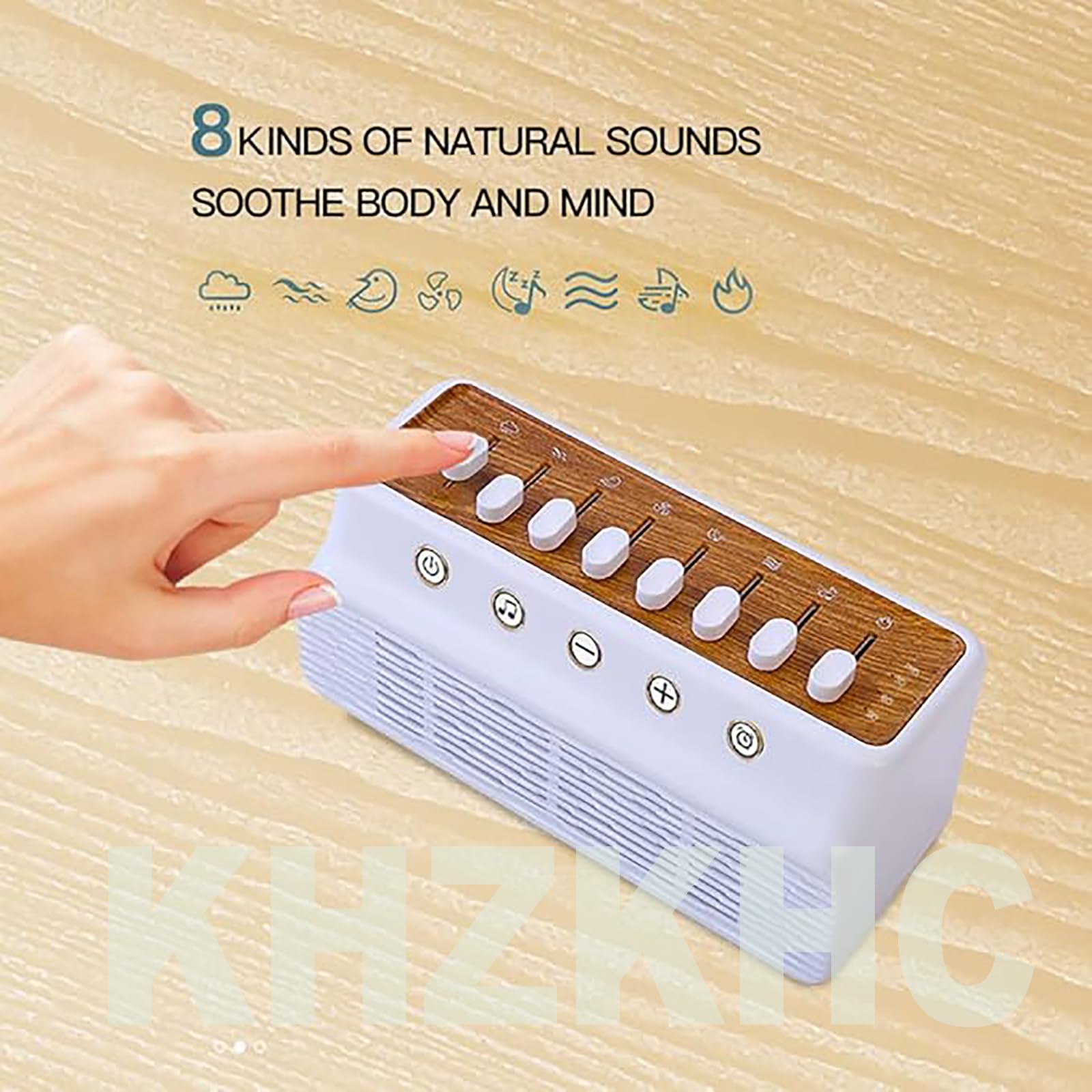 Máquina de sonido, altavoz portátil de ruido blanco con 8 sonidos naturales para ayuda al sueño, reducción inteligente de ruido para relajación y alivio del estrés