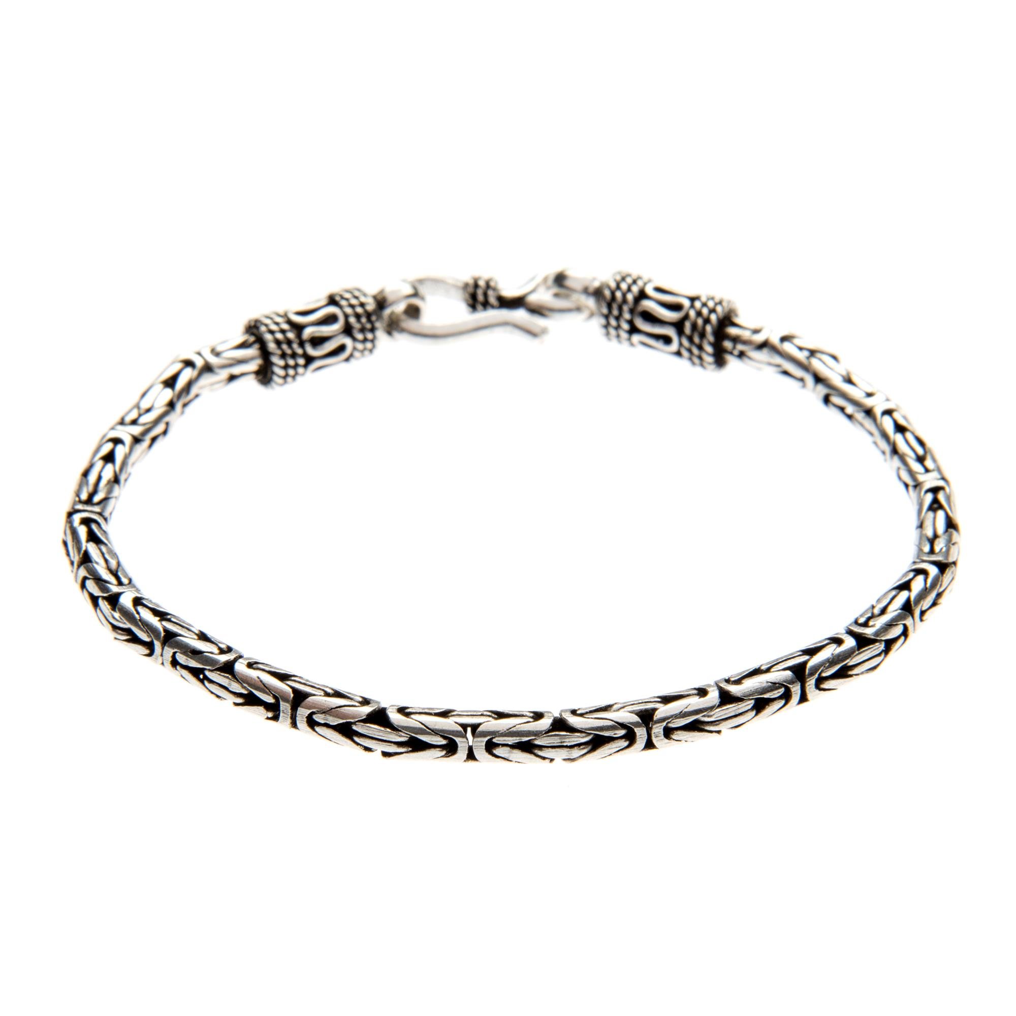 Silverly Pulsera de Plata de Ley .925 Mujeres Hombres Cadena Estilo Balinés 3 mm, 19,5 cm