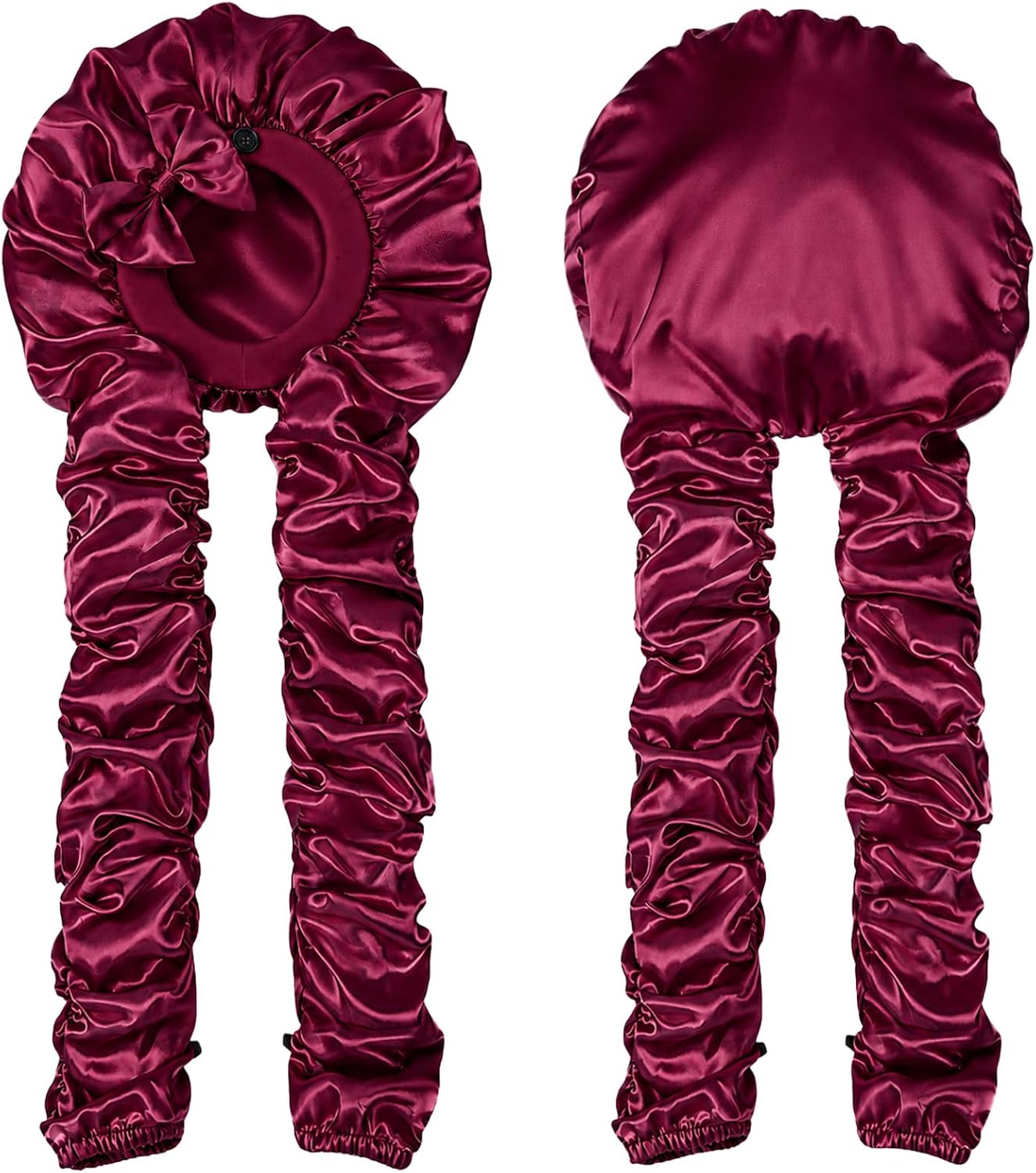 Heatless Curl Satin Bonnet for Braids Bounce Curl Bonnet Double Layer Satin Extra Long Hair Silk Bonnet