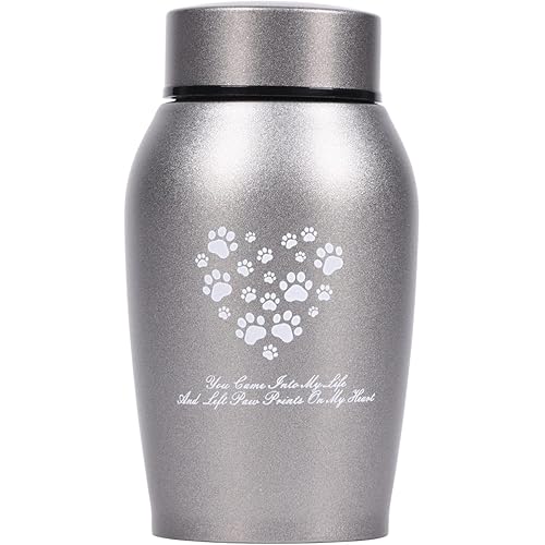 Youdear Memorials Stainless Steel Pet Urns,Premium Urns for Dog and Cat Ashes,Suitable Size Urns for Pet Ashes (Small, Grey)