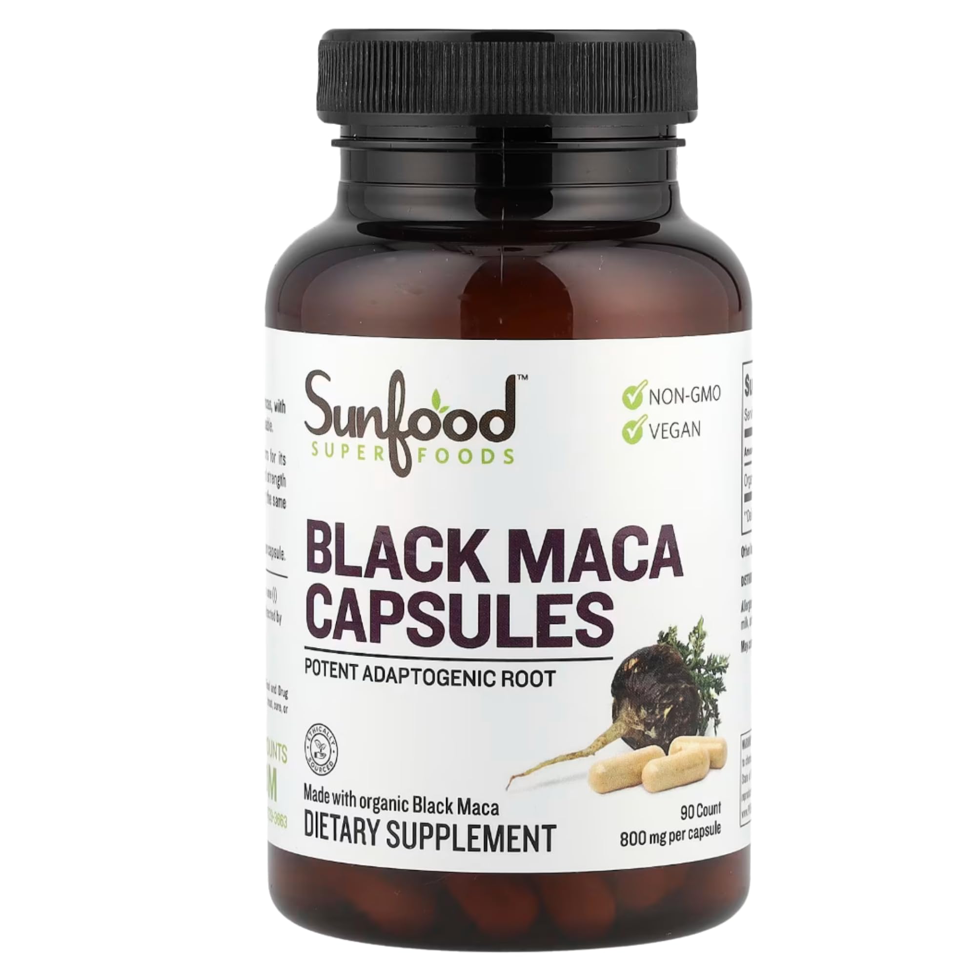 サンフードスーパーフーズ(Sunfood Superfoods) オーガニック ブラックマカ カプセル(90粒)