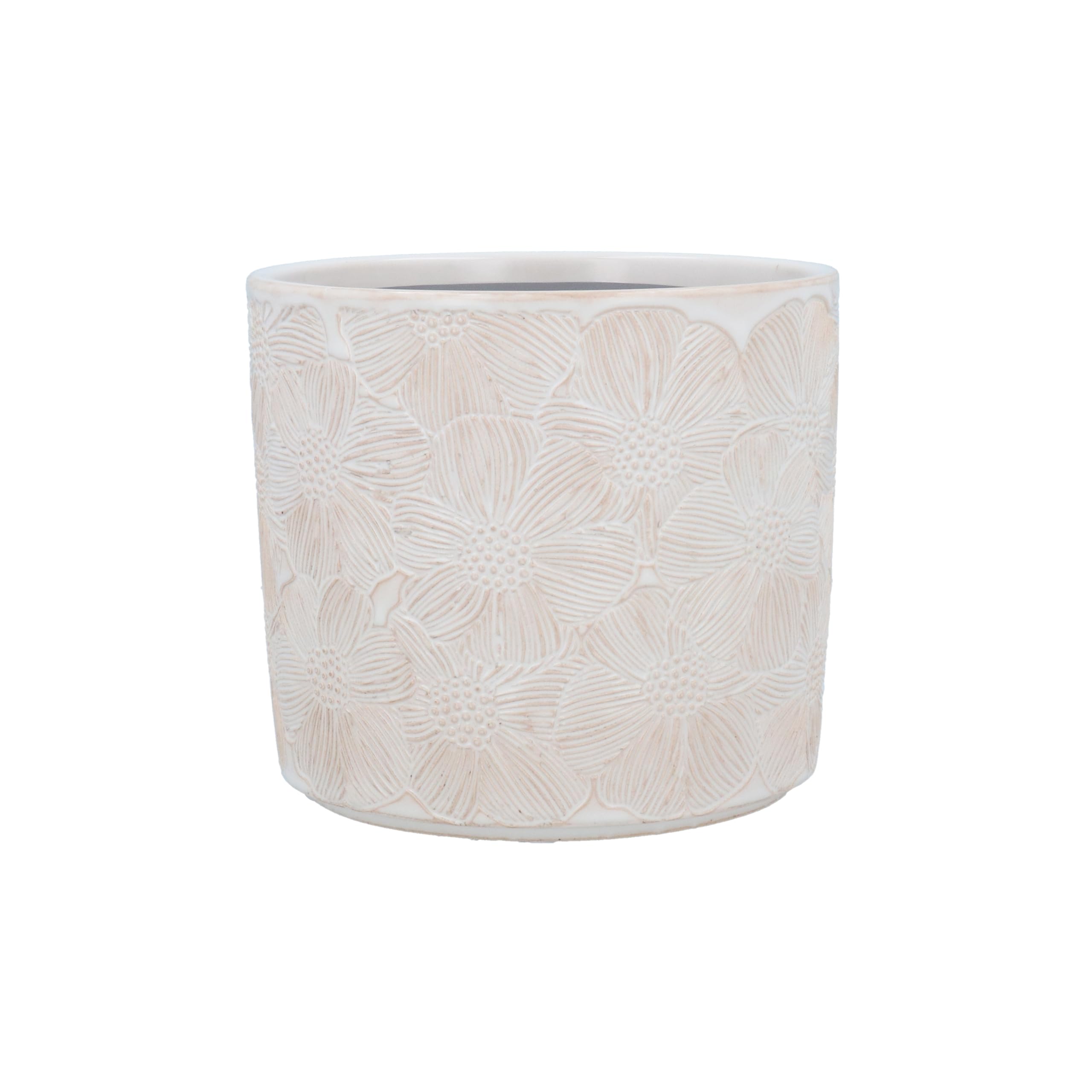 Gisela Graham White Cosmos Ceramic Plant Pot Cover, Small