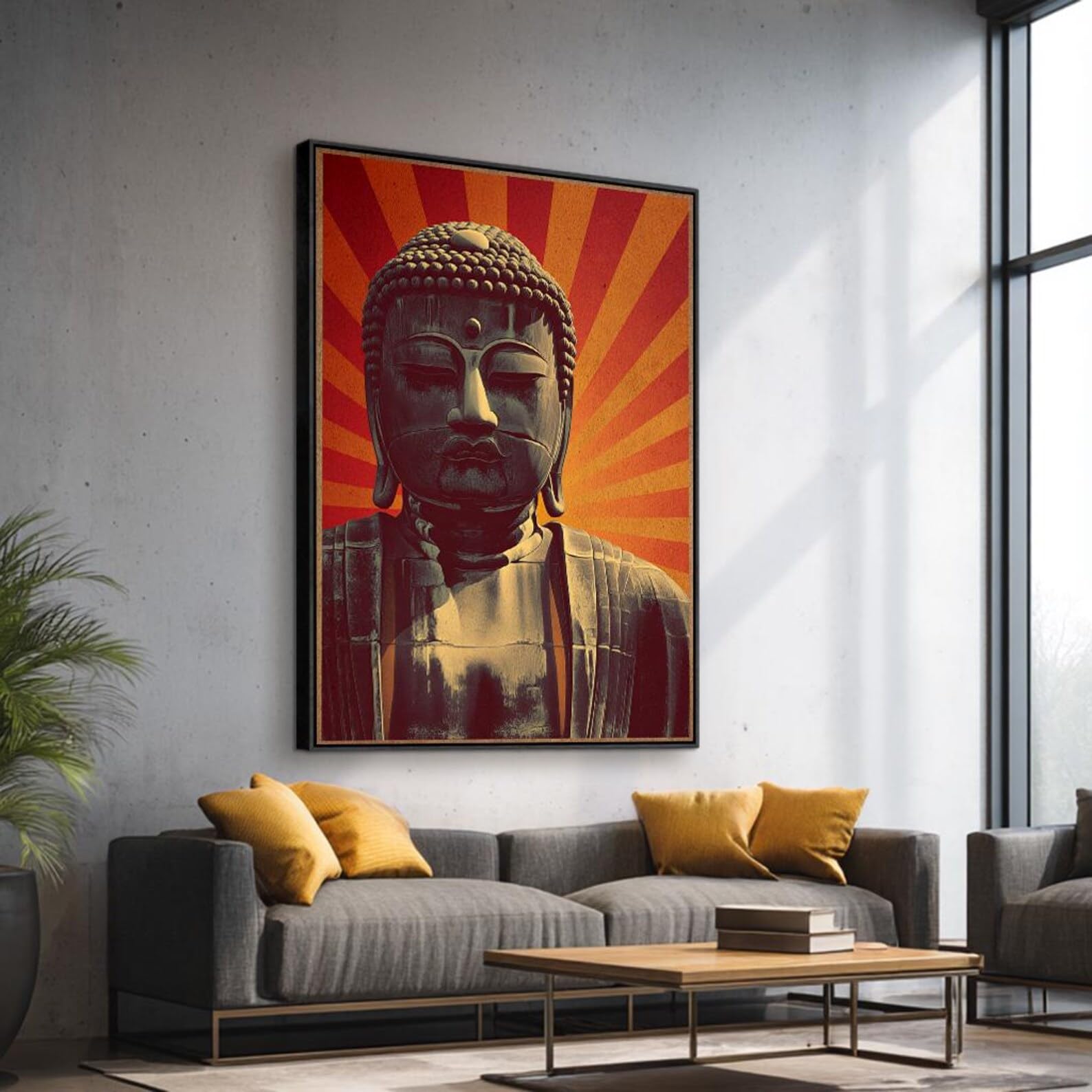 Portrait Buddhism Painting, Large Buddha Art Work, Canvas Print For Yoga, Horizontal Bed Decor，Spiritual Room Decor(80x120cm/Frameless)