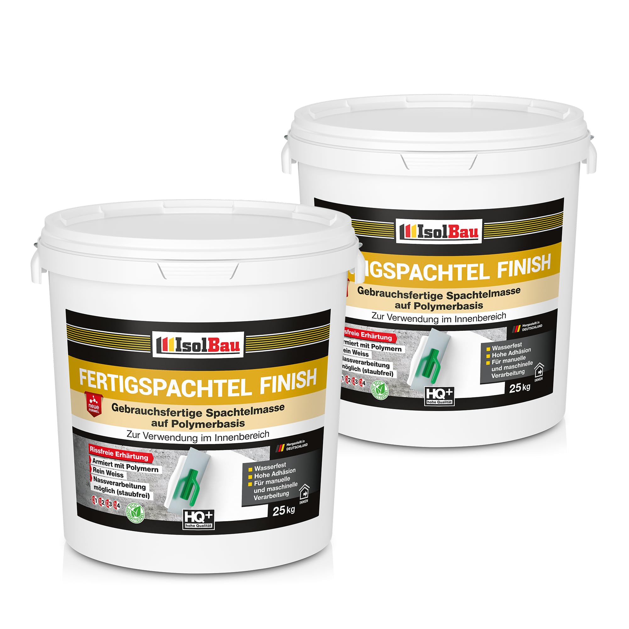 Isolbau Fertigspachtel Finish 50 kg, Glättspachtel Fugenspachtel, Gebrauchsfertige Polymer-Gips Fertig-Spachtelmasse für innen, Weiß