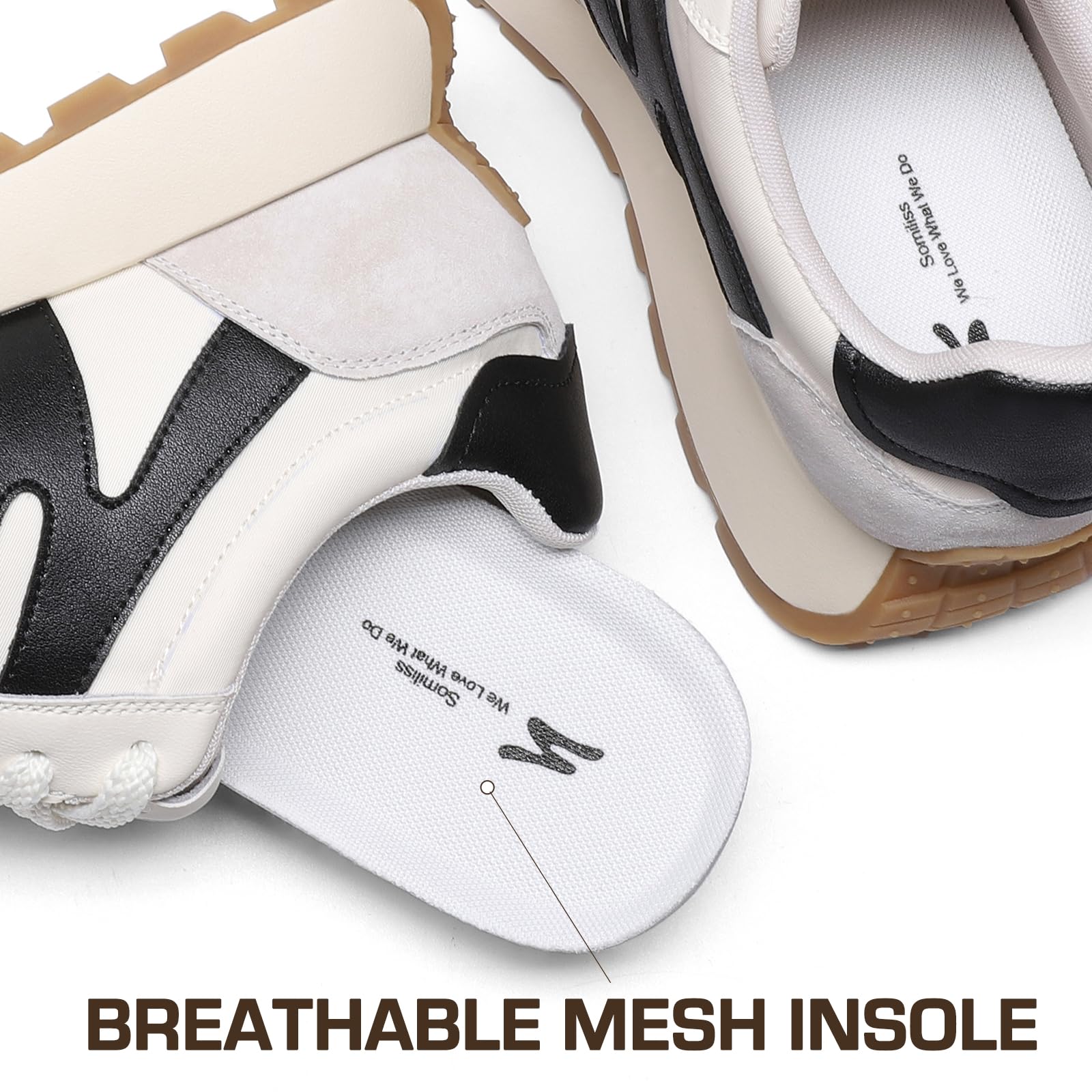 somiliss Platform Fashion Sneakers for Women Suede Patchwork Casual Tennis Shoes Comfortable Non Slip Running Walking Shoes: 7.5 Black