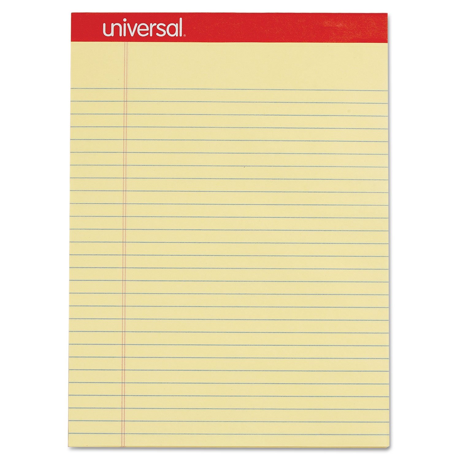 Universal 10630 Delikli Kenar Yazma Defteri, Yasal/Kenar Boşluğu Kuralı, Mektup, Kanarya, 50 Yaprak (Paket başına 12 ped)
