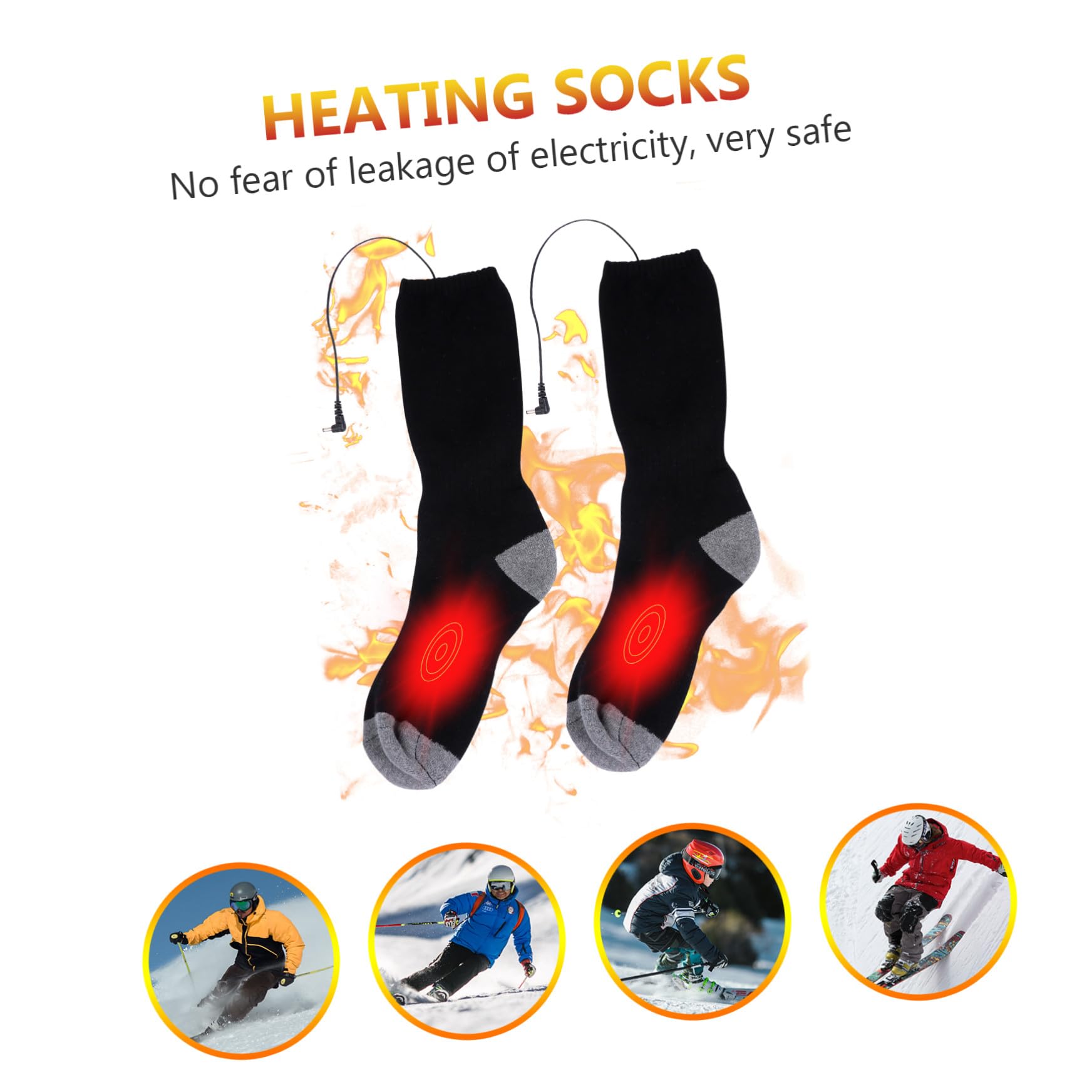 Beheizbare Socken für Winter, USB, Polyester, Schwarz, 1 Satz