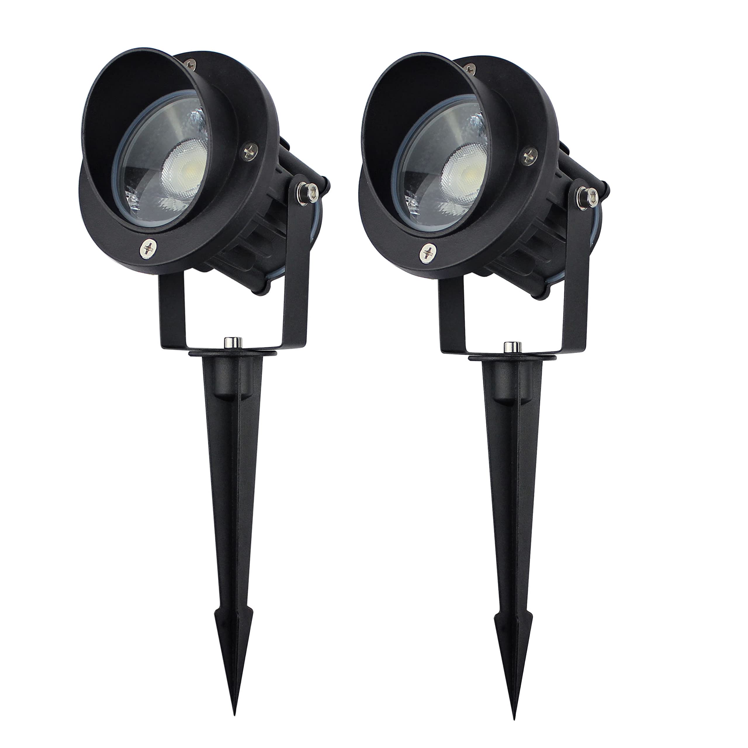 GBS9809 LED Außenstrahler mit Pfahl, 9W 120VAC, 5000K Tageslichtweiß, Metallpfahl, Flaggenlicht, Landschaftsstrahler, UL-gelistetes Kabel mit Stecker, nicht dimmbar (2 Stück)