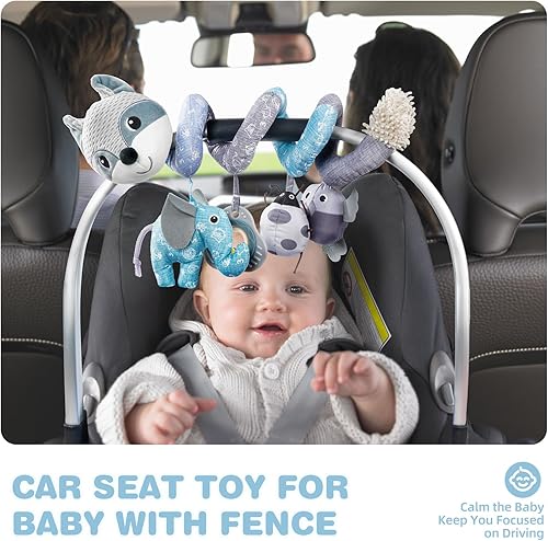 Miniatura 3 de Jollybaby Asiento de coche para bebé, cochecito, cuna, juguete de felpa para colgar en espiral, juguete de cuna con caja de música, sonajeros,