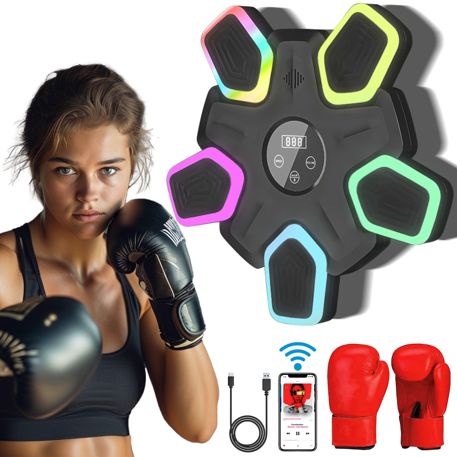 Smart Bluetooth Music Boxing Machine with Boxing Gloves 2024 Upgrade Boxing Machine Wall Mounted for Adults and Kid Equipment for Home Indoor Workout and Gym
