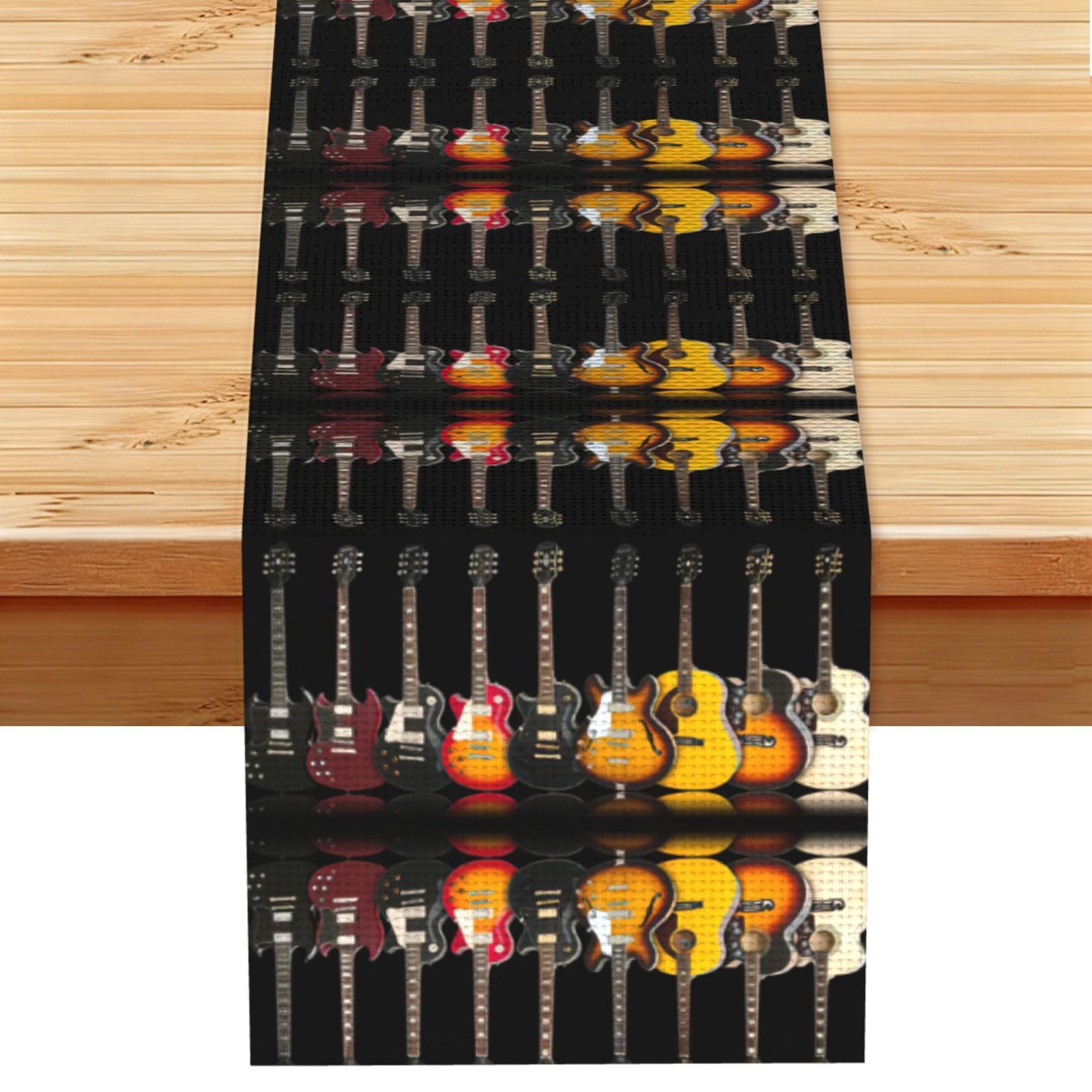 electric guitar Printed Dining Table Runner 13x72 Inch, Non-Fading Decor for Kitchen Dresser Fireplace Mantel