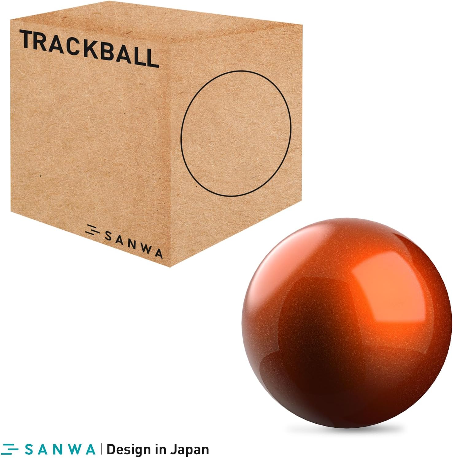 Close-up of the 34mm orange replacement trackball
