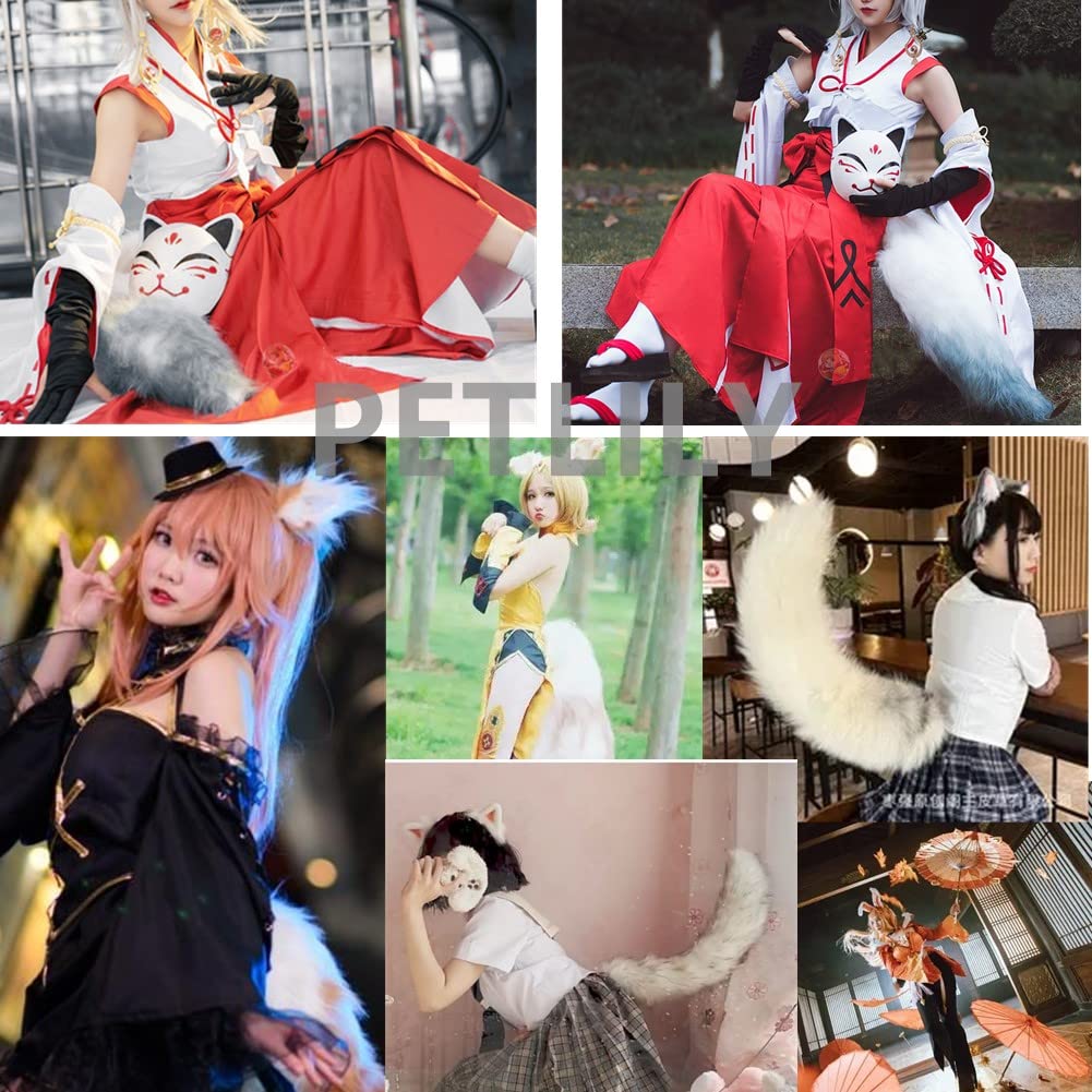 Amazon.co.jp: きつね 耳 尻尾 セット コスプレ道具 狐耳 ヘアクリップ