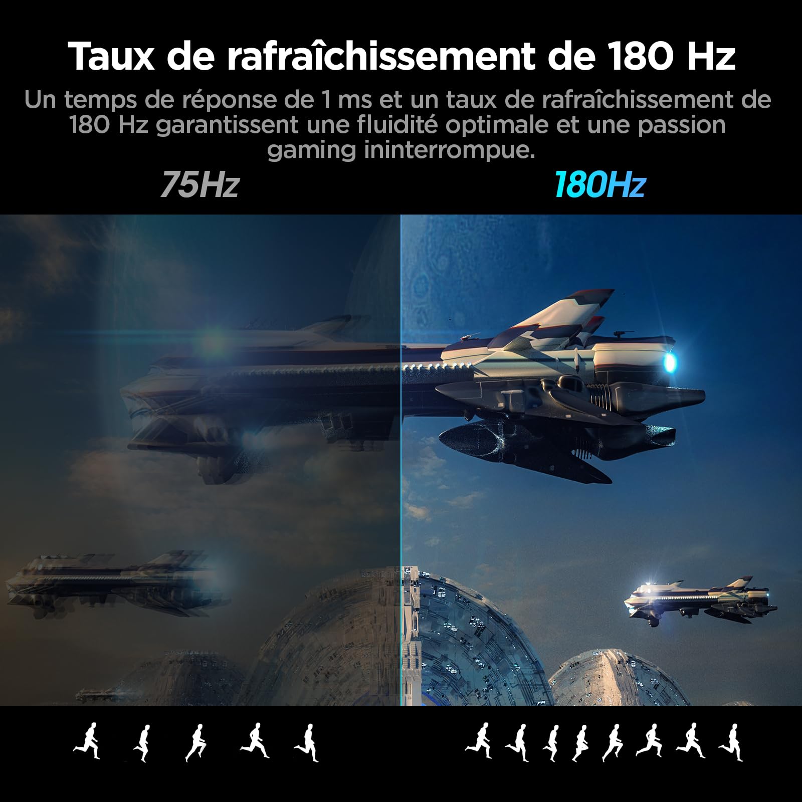 KOORUI 24'' Ecran PC Gamer Incurvé, 180Hz 1ms FHD PC Moniteur Gaming 1500R, Adaptive Sync VESA 100x100mm, Inclinaison réglable, HDMI2.0/DP1.2 - 5