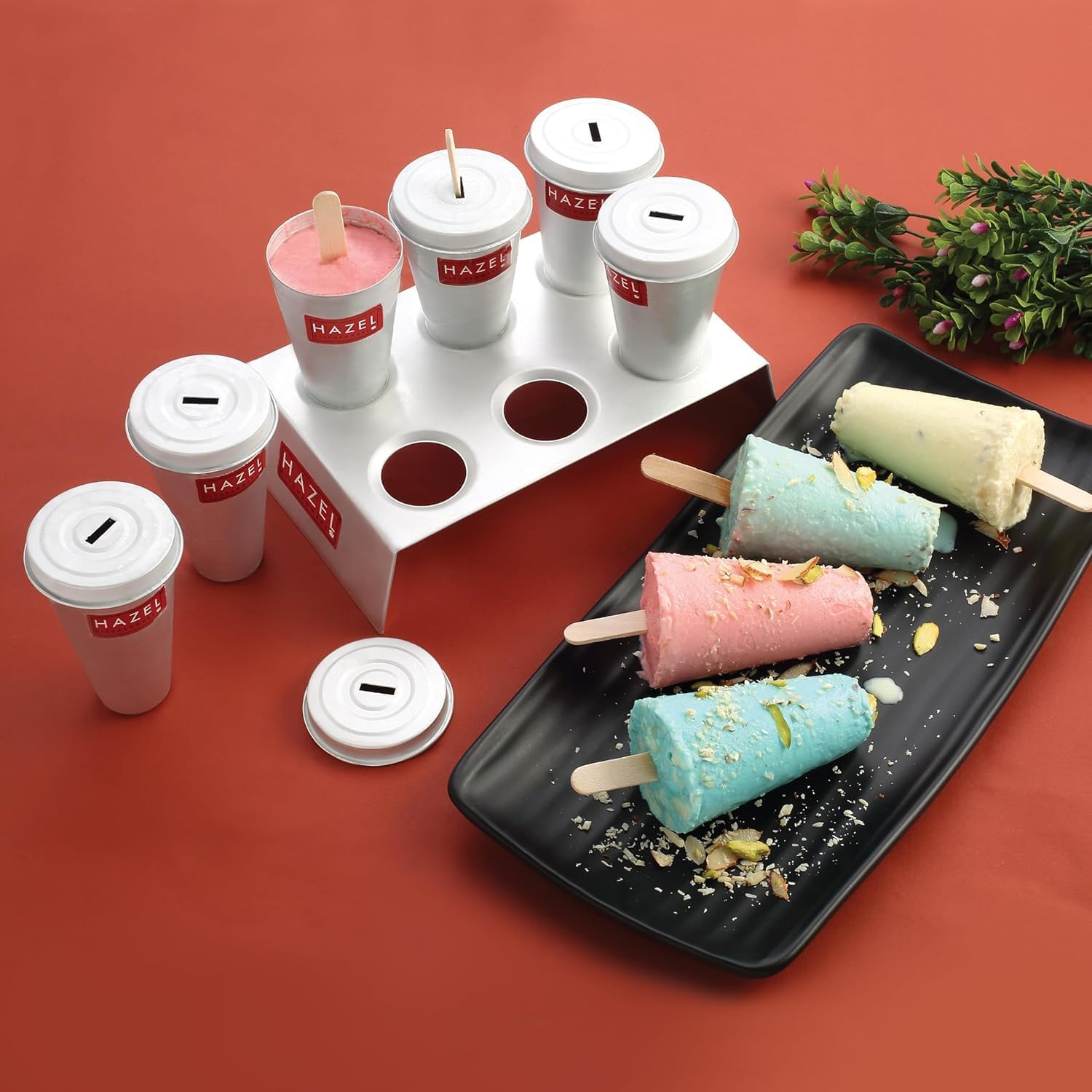 Aluminium Kulfi Mould |Kulfi Moulds Set of 12 (6+6) with 2 Stand & 24 Ice Cream wooden Sticks DIY Kit Reusable Ice Cream Maker Popsicle Mould