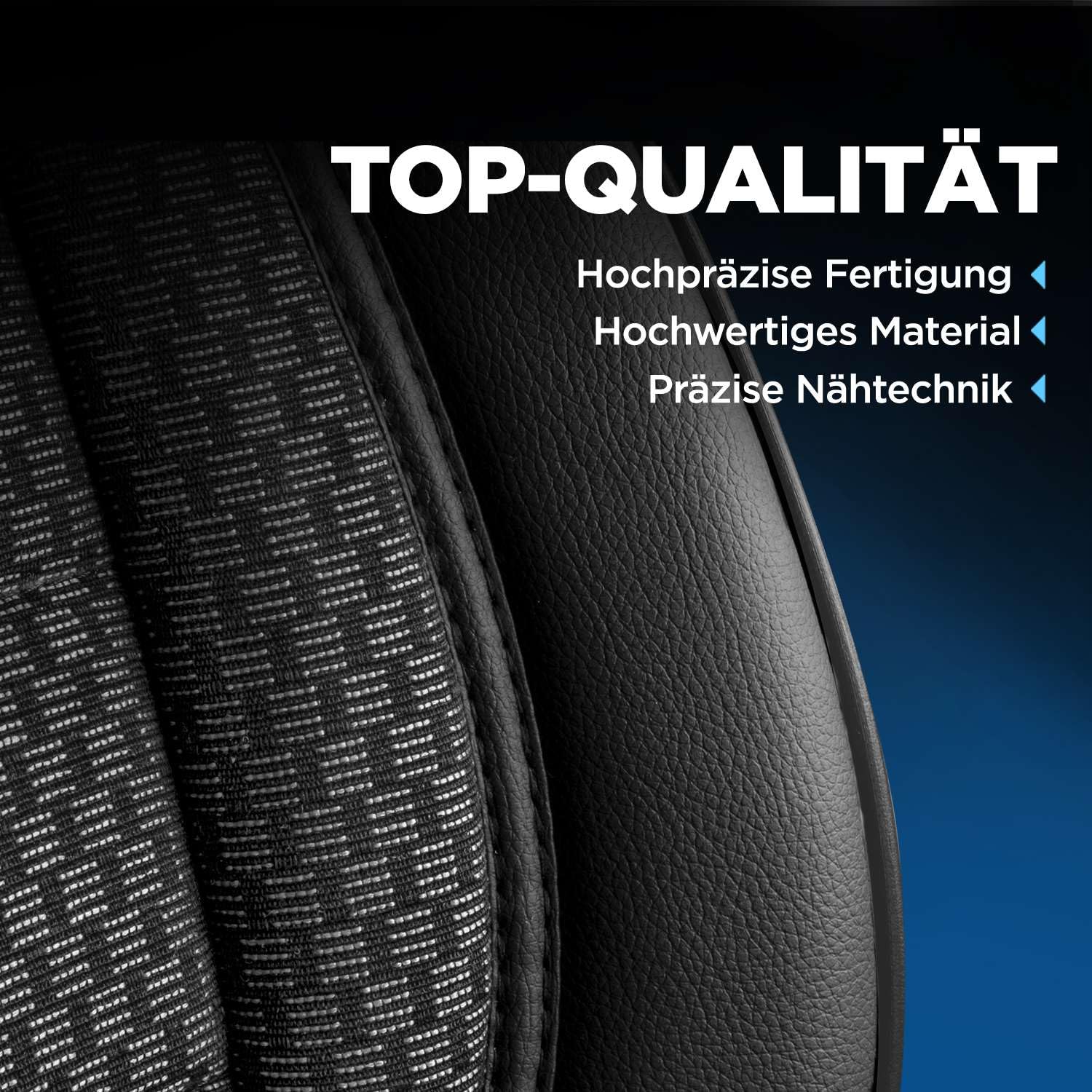 Autositzbezüge Universal für PKW & SUV – Premium Vordersitze Auto Sitzbezug aus Webstoff, Schwarz, Airbag-Kompatibel Sitzauflage, Autoschonbezug, Vordersitz-Set inkl. Montageset