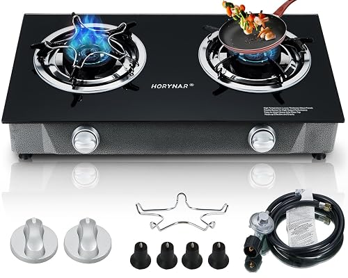 Horynar Propane Stove 2 Burner Auto Ignition 26000 BTU