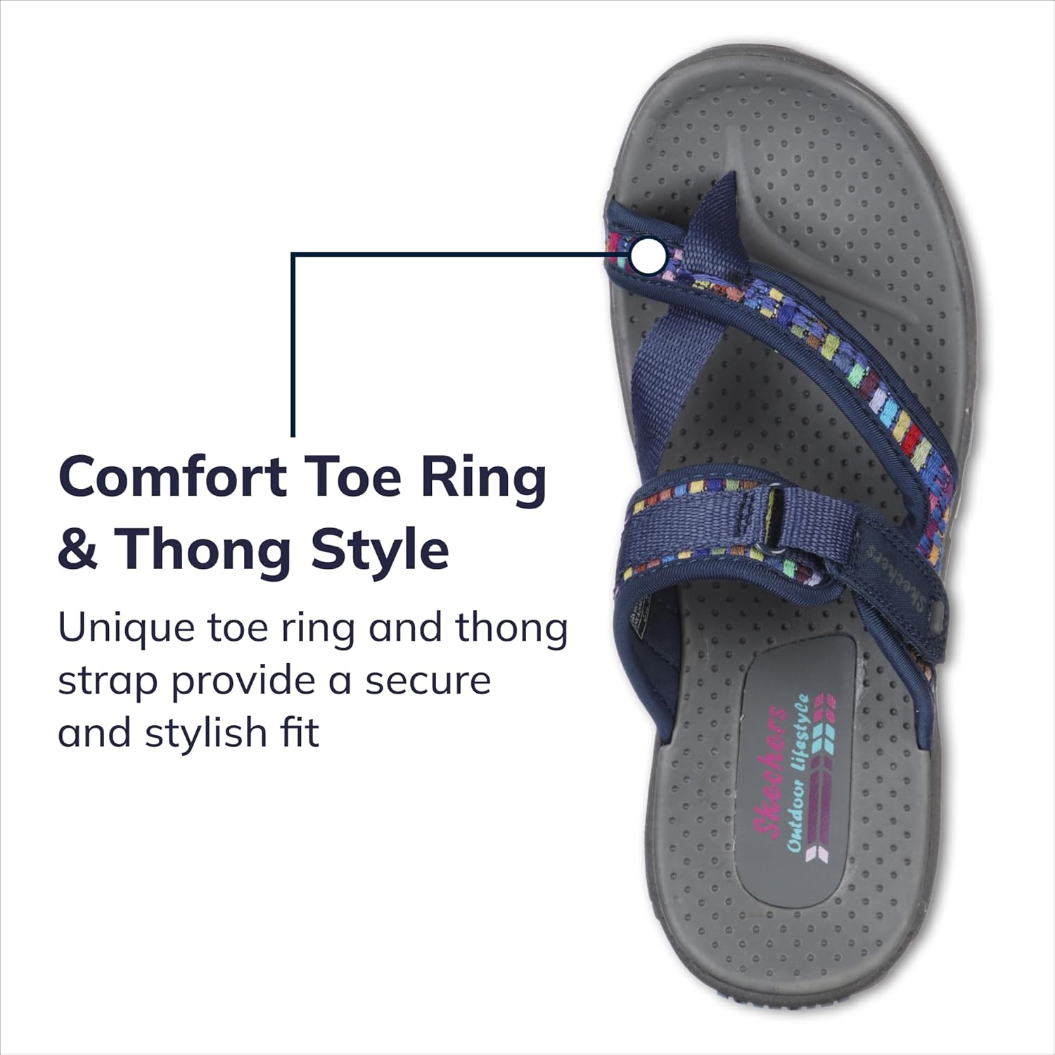 Skechers Women's Reggae Mad Swag Toe Thong Woven Sandal Navy 8.5 image 3 of 6 B07H951KKG