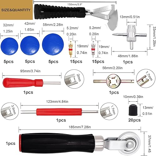 Miniatura 2 de 71 herramientas de extracción de vástago de válvula, kit de reparación de parches de neumáticos, rodillo de parche de neumáticos, raspador de