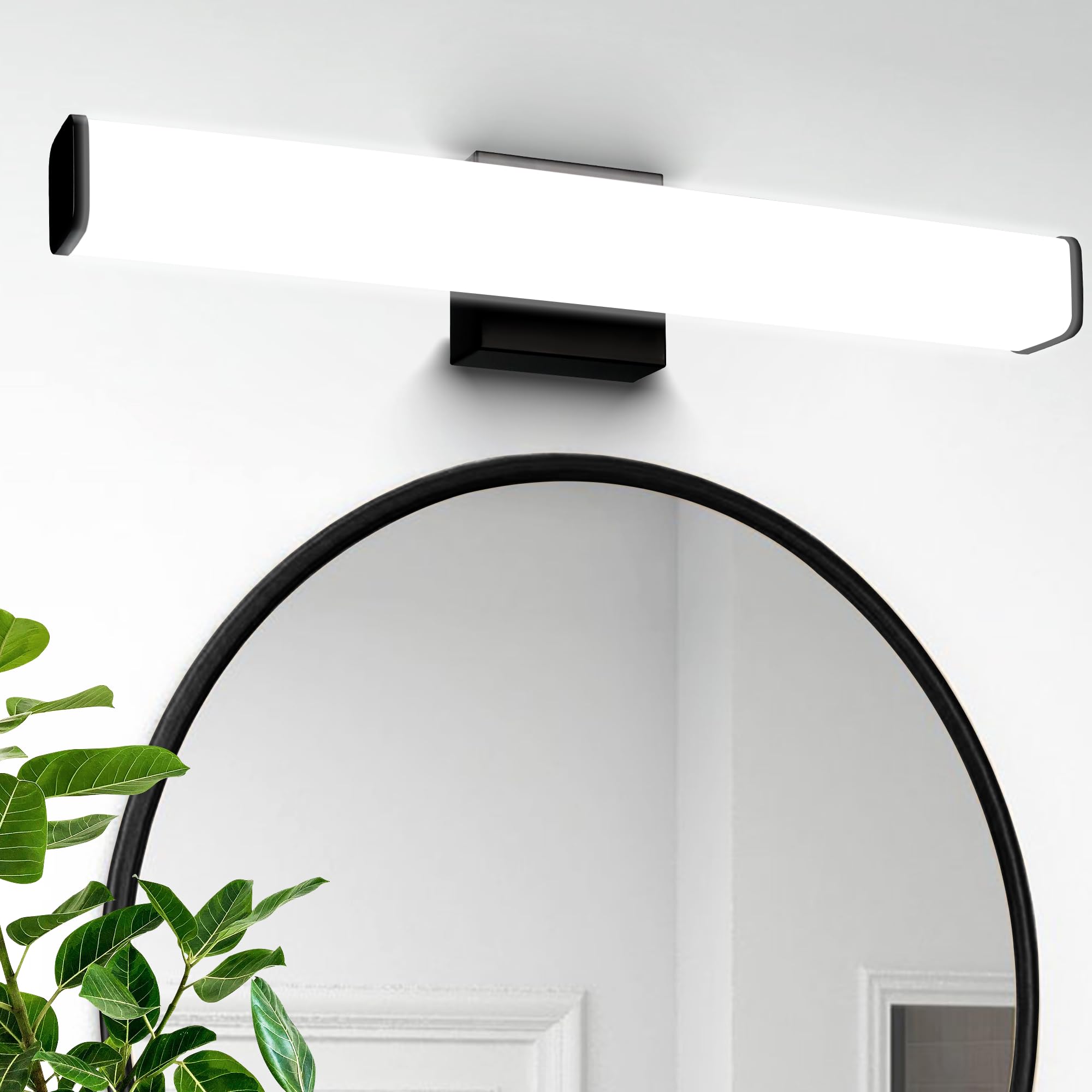 Modern LED Vanity Light Dimmable,24 Inch LED Bathroom Light Fixture Black Daylight White 5000K AC120V 15W for Bathroom Bedroom Living Room