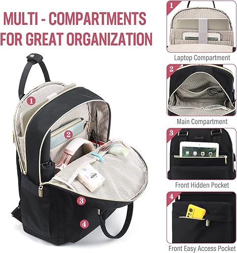 Miniatura 2 de LOVEVOOK Mochila para laptop de 15.6 pulgadas con puerto USB, mochilas impermeables a la moda para profesores, enfermeras, bolsas de viaje elegantes