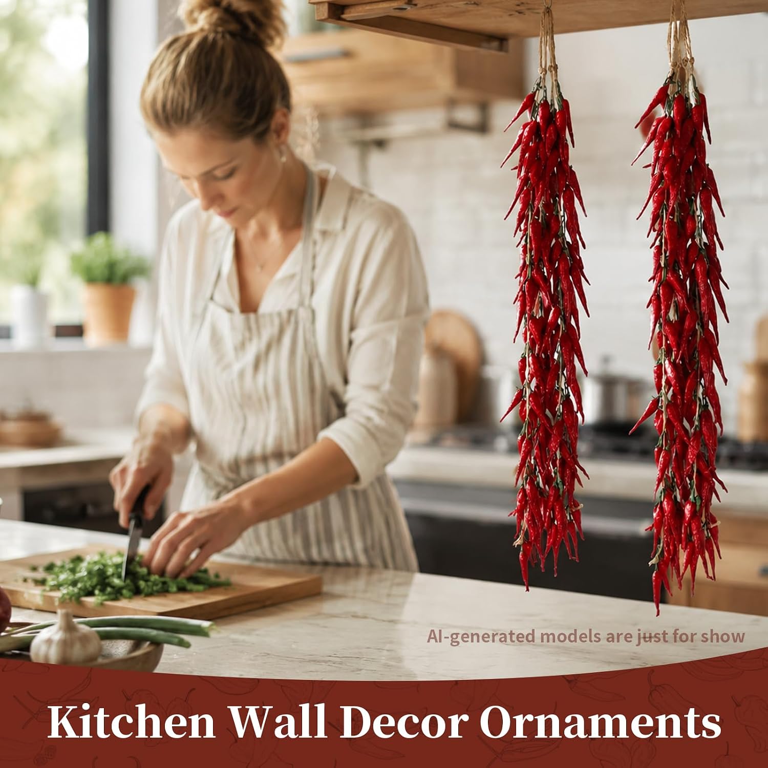 5 String Chili Pepper Decor Fake Vegetables Artificial Food Artificial Peppers String Vegetable Fruit Garland for Home Kitchen Farm Party Wall Photography Props Decoration(Dry red Pepper)