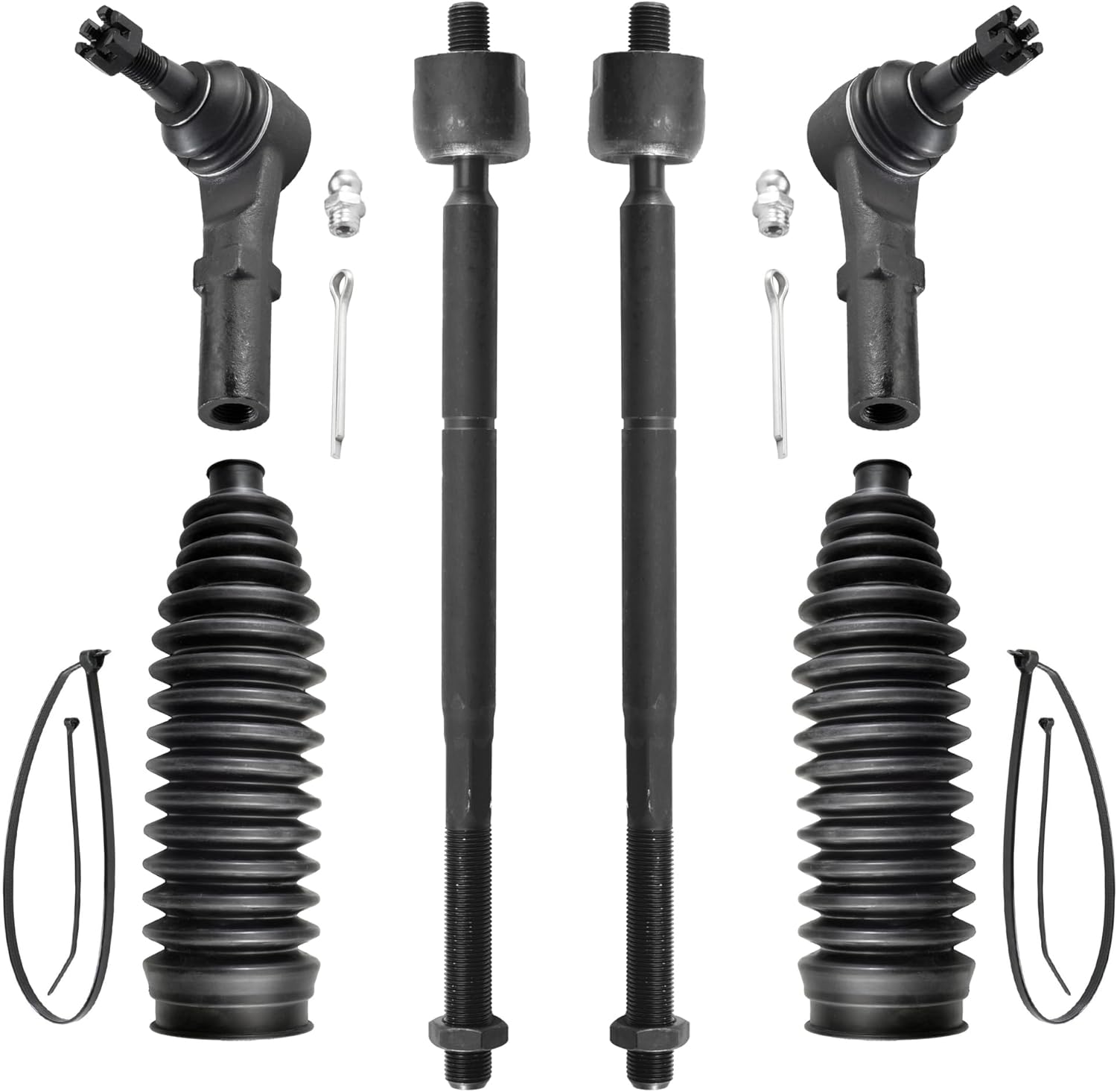 ASTAPRO - Front 6pc Tie Rods Kit for 11-14 Chrysler 300, 11-18 Dodge Challenger 11-20 Charger, 4 Inner Outer Tie Rods 2 Boots 2011 2012 2013 2014 Replacement