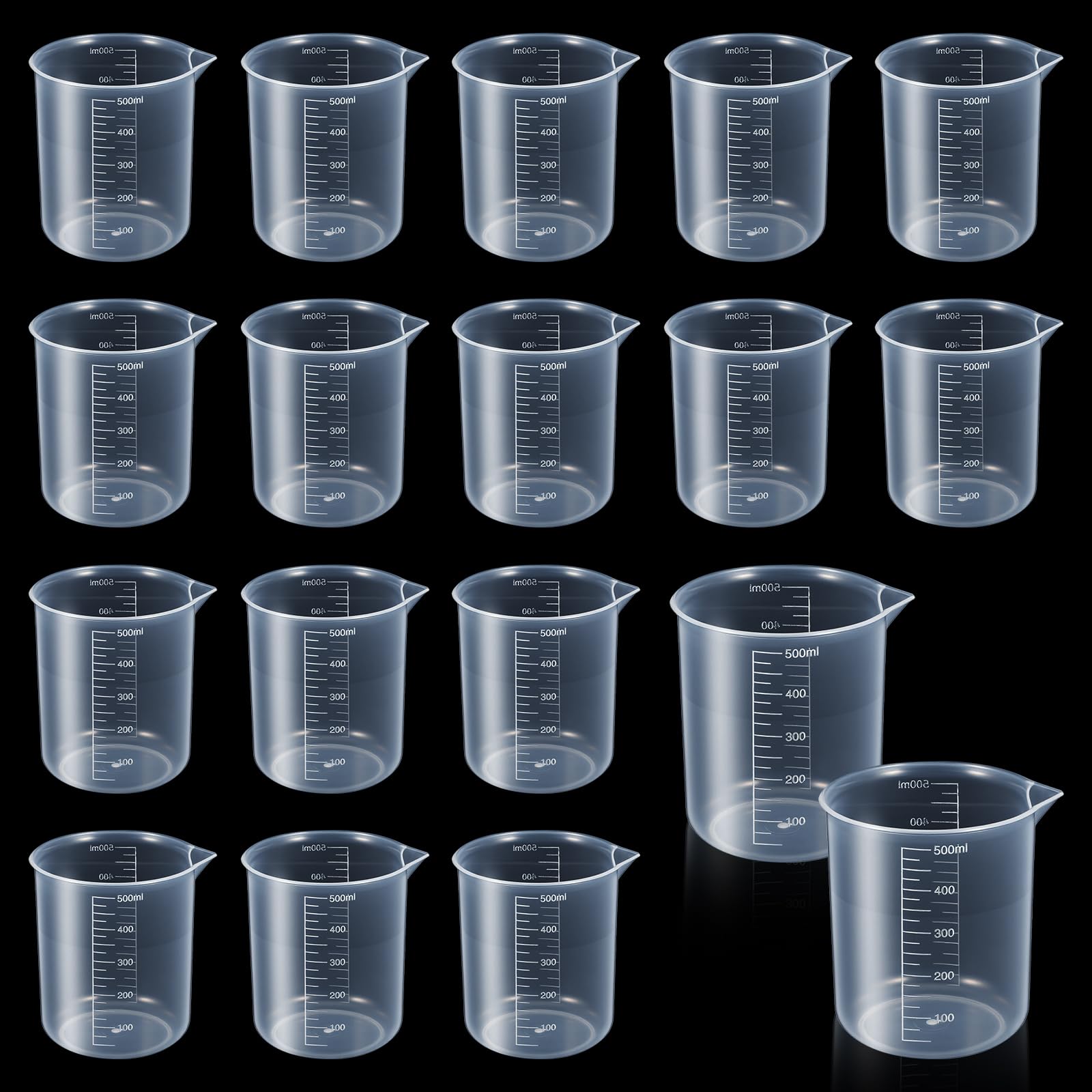 Graduate Measuring Container Snapklik.com : 18 Pack Plastic Beakers 500 Ml Transparent Lab Measuring ...
