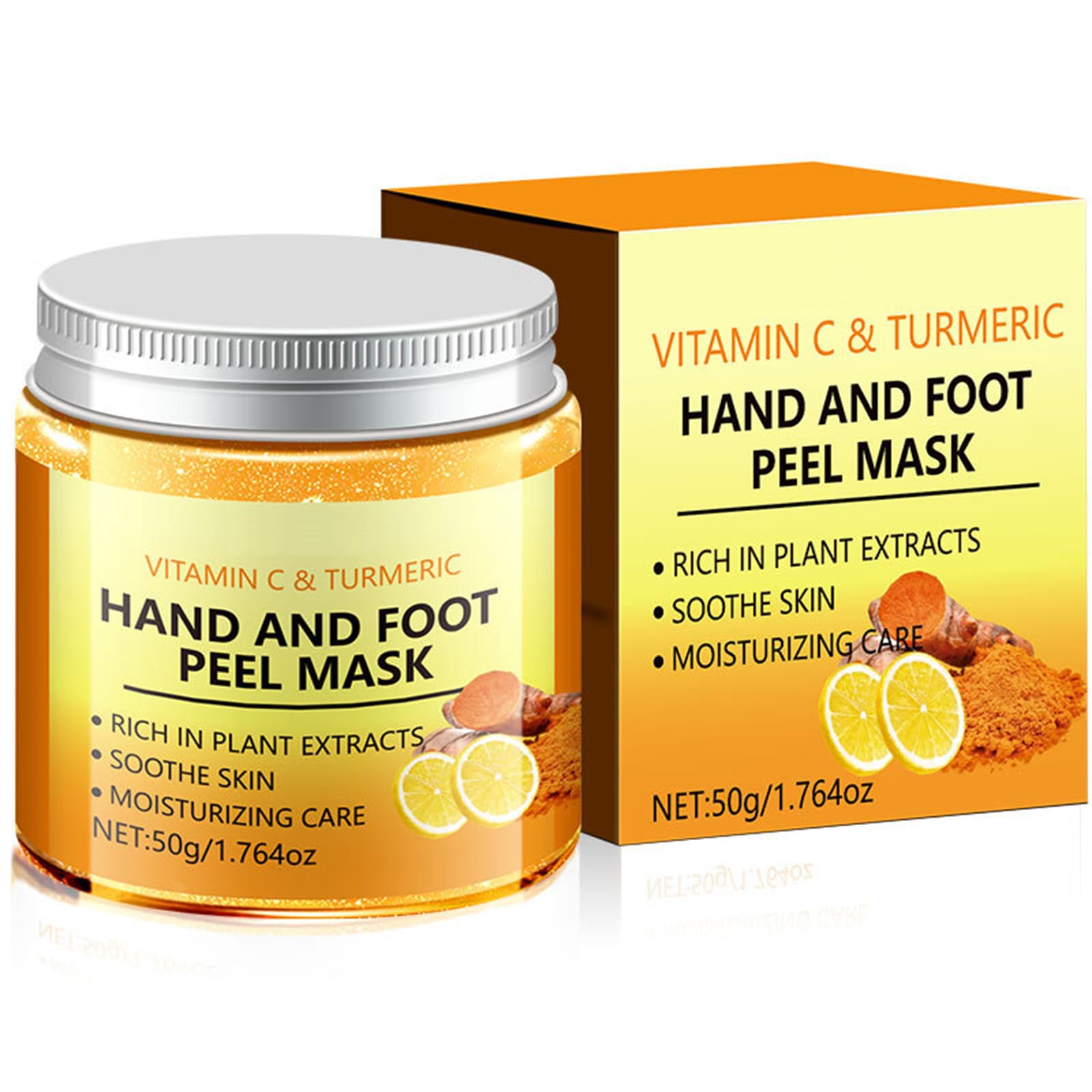 Vitamin C & Turmeric Hand and Foot Peel Mask - Moisturizing Hydrating Exfoliating Hand Film Hands Wax Peeling Masks Milk Honey for Dry Rough Cracked Skin Care for Women and Men, 50g / 1.76Oz