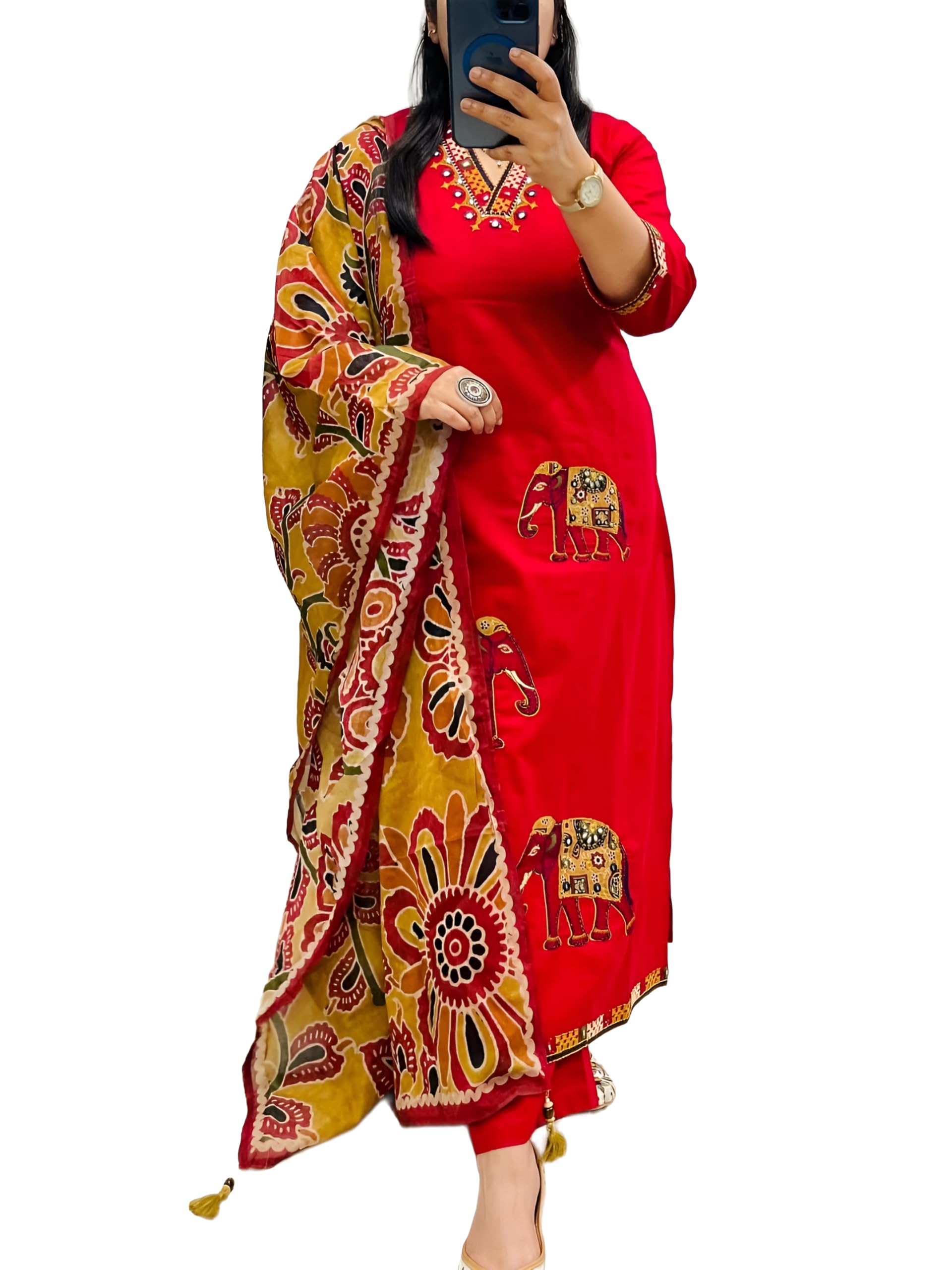 bharvita Women's Cotton Embroidered Anarkali Kurta and Palazzo with Dupatta Set-picture-13
