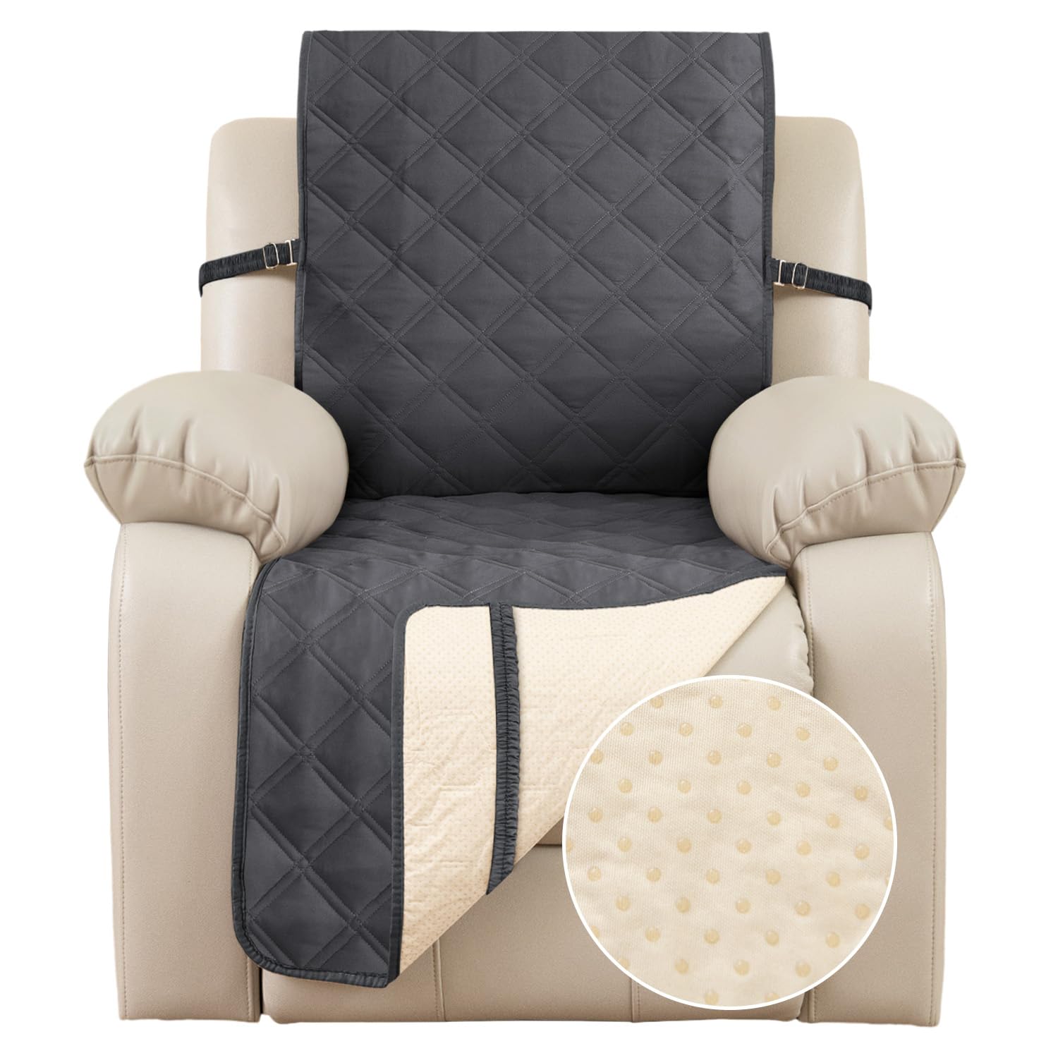 TOMORO Non-Slip Recliner Sofa Cover - 100% Waterproof Recliner Chair Slipcover Furniture Protector, Washable Couch Cover with Elastic Straps for Dog