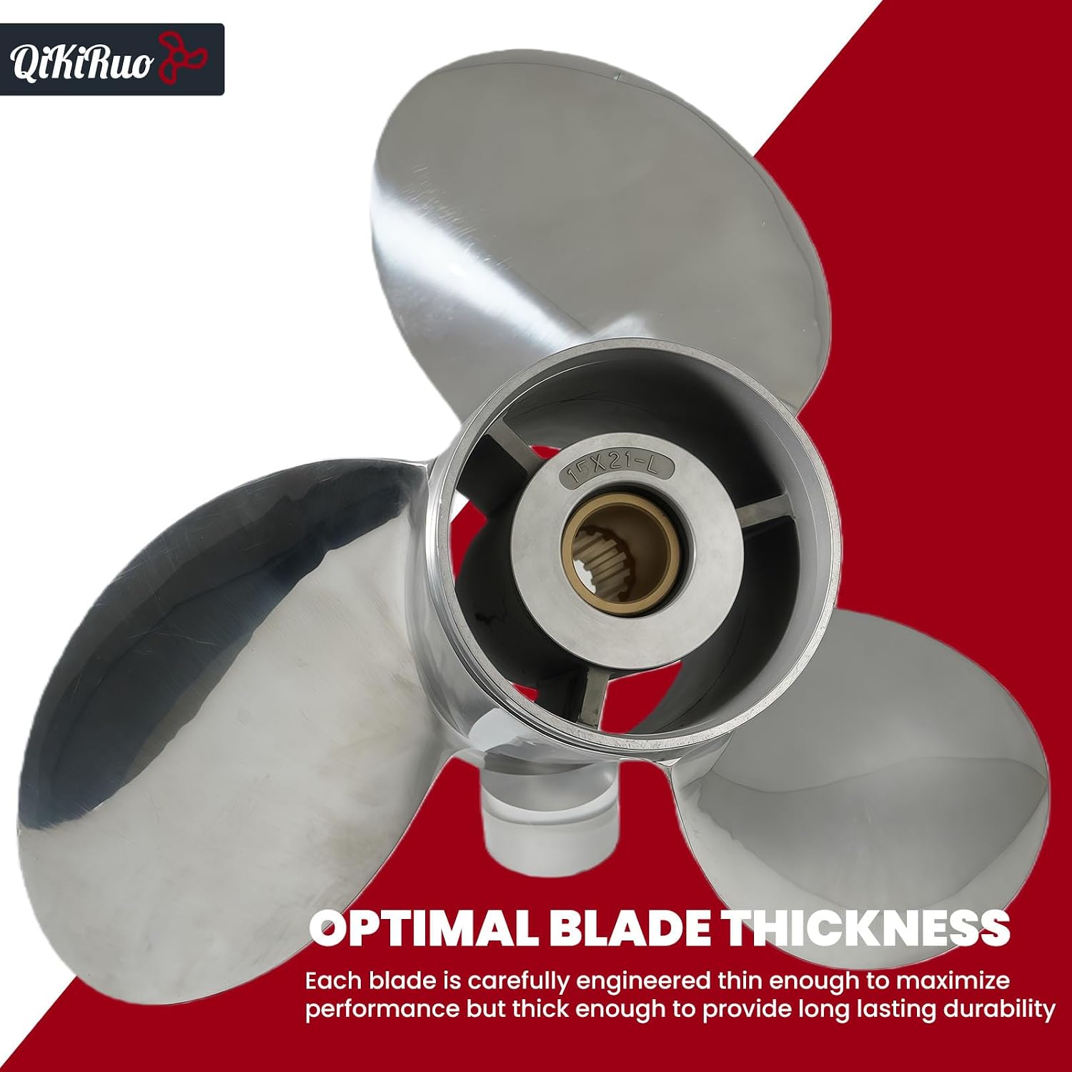 15x21 Propeller for Yamaha 150/175/200/220/225/250/300/F150/F175/F200/F225/F250/F300/F350 Engine,15 Spline Tooth,Stainless Steel Outboard Props,RH/RL