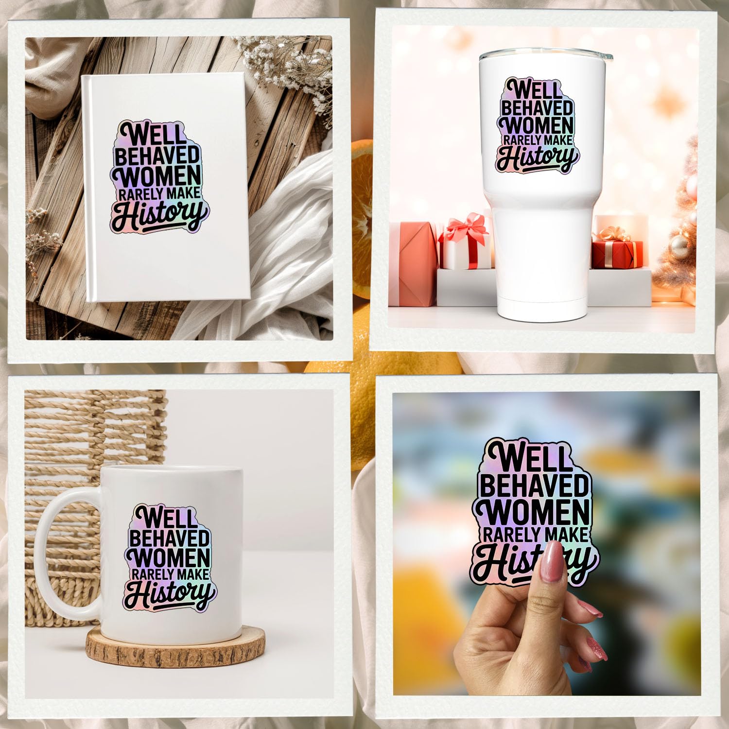 (3Pcs) Well Behaved Women Rarely Make History Vinyl Sticker Feminist Gifts for Women Empowerment Motivational Laptop Tumbler Phone Water Bottle Feminism Quote Strong Female Voice Decal (3x2.5)