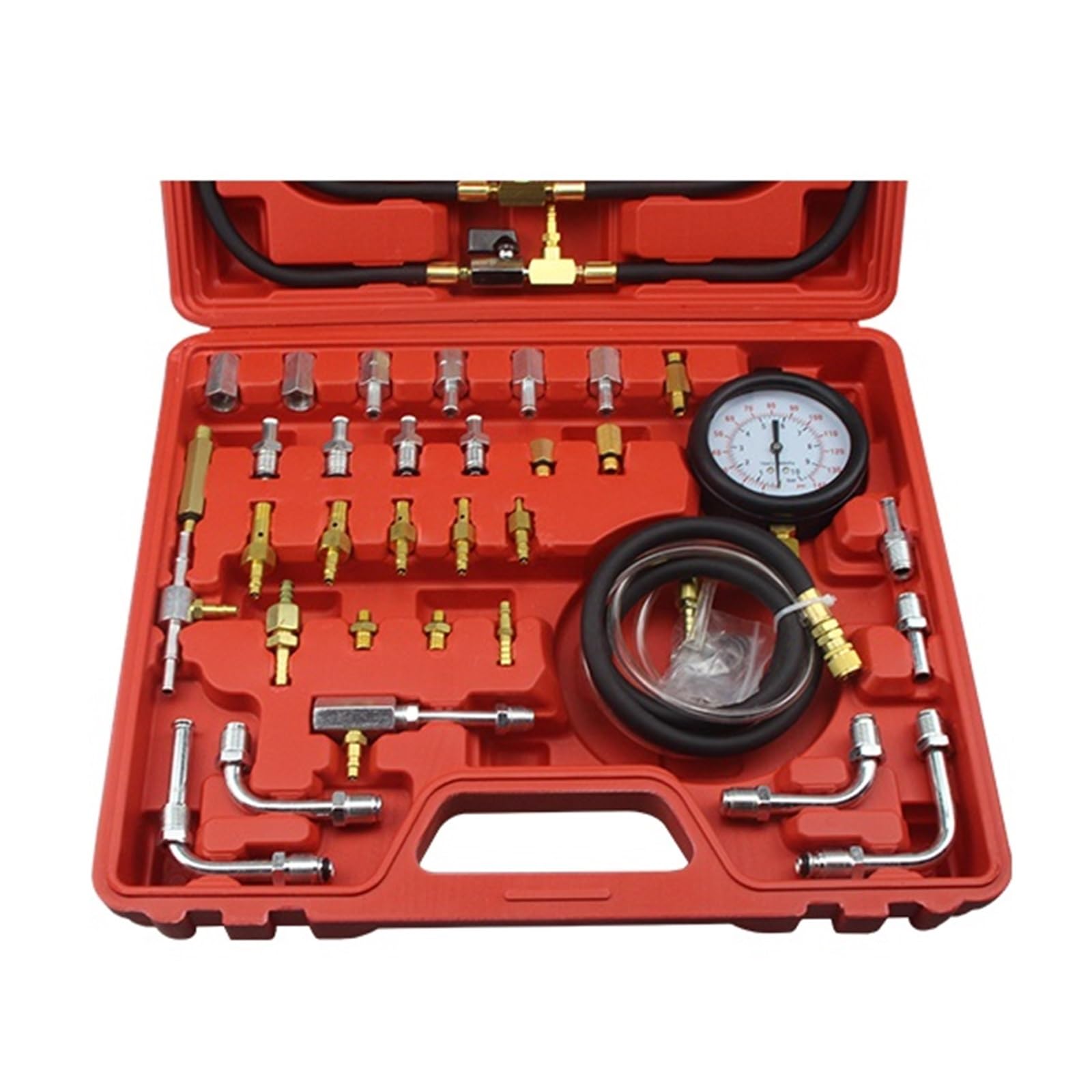 TU-443 Deluxe-Manometer, Kraftstoffeinspritzdruck-Tester, Messgerät-Set, System 0–140 Psi PräZisionsüBerwachung