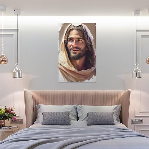 Miniatura 8 de Impresionante estética artística Jesús riendo, imagen de Jesús, acuarela de Cristo, arte sonriente, Jesús sonriente, Jesús arte Pr lienzo para pared