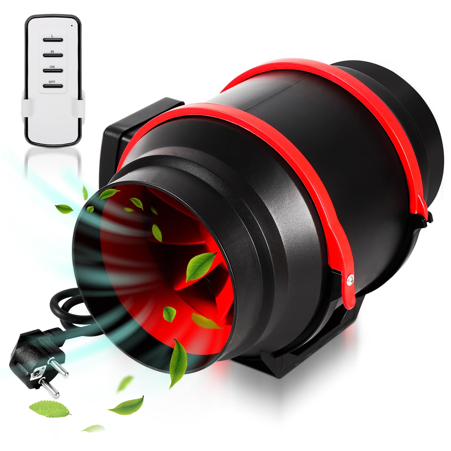 100 mm rookafzuiging, buisventilator met afstandsbediening en EU