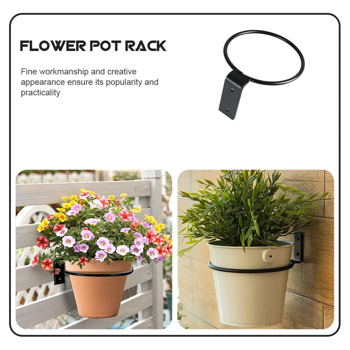 HOMSFOU Soportes para Macetas de Pared 5 Piezas de Hierro 15 Cm Estantería para Flores Jardín Balcón Almacenamiento Vertical Práctico Resistente