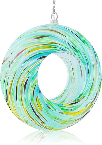 Yinns Comederos de vidrio para pájaros colgantes en el exterior, comedero para pájaros con forma redonda solar para decoración de jardín de patio