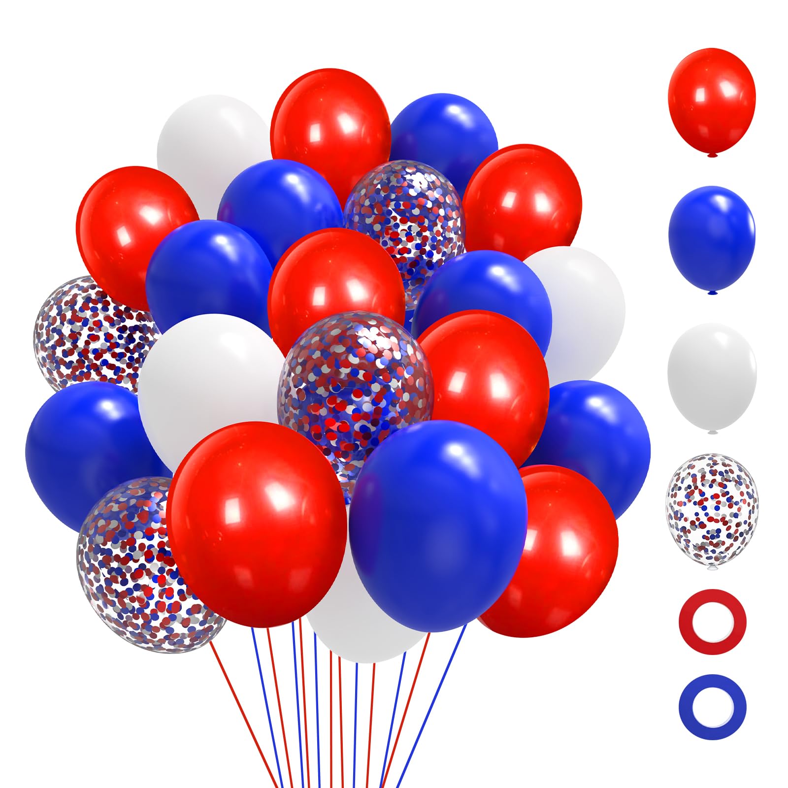 Red White and Blue Balloons,65Pcs Red and Blue Latex Balloons